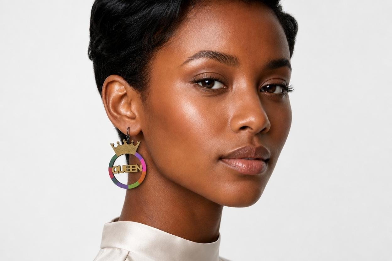 Queen Handpainted Wood Earrings