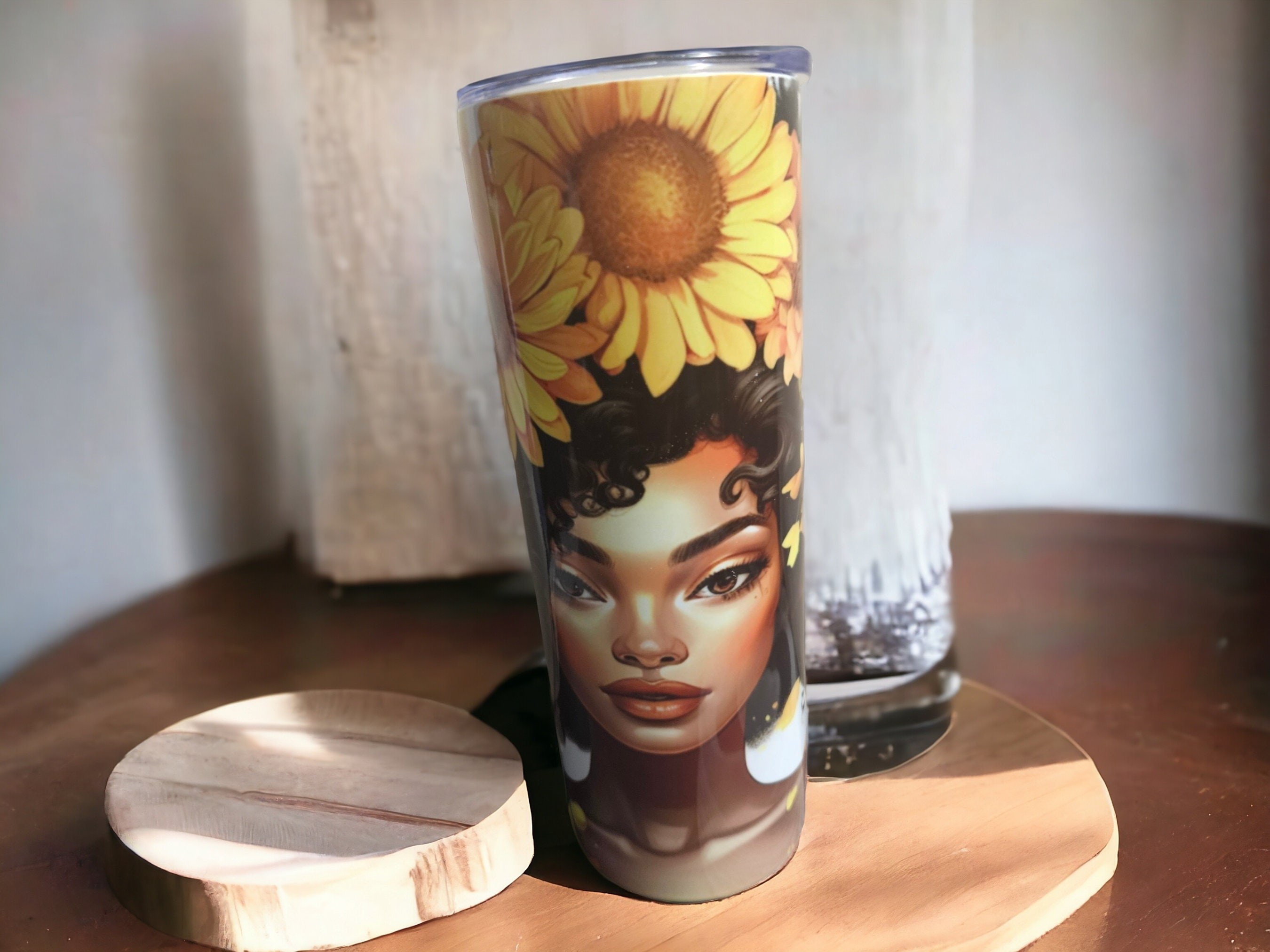 Chain Floral Majesty Afrocentric Tumbler,Afrocentric Woman 20oz Tumbler view 3