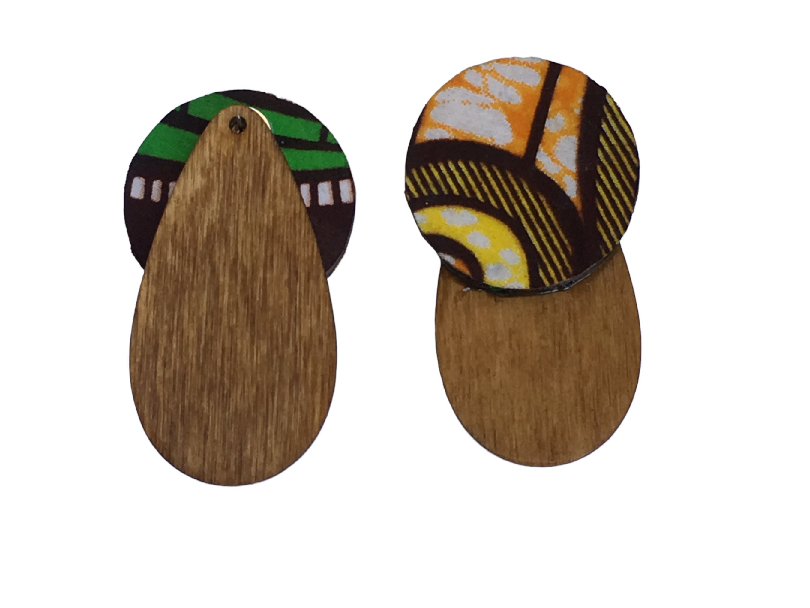 Afrocentric Wood and fabric Earrings Hoop Earrings, Hoop Earrings, Dangle Earrings, Ethnic Earrings, view 2