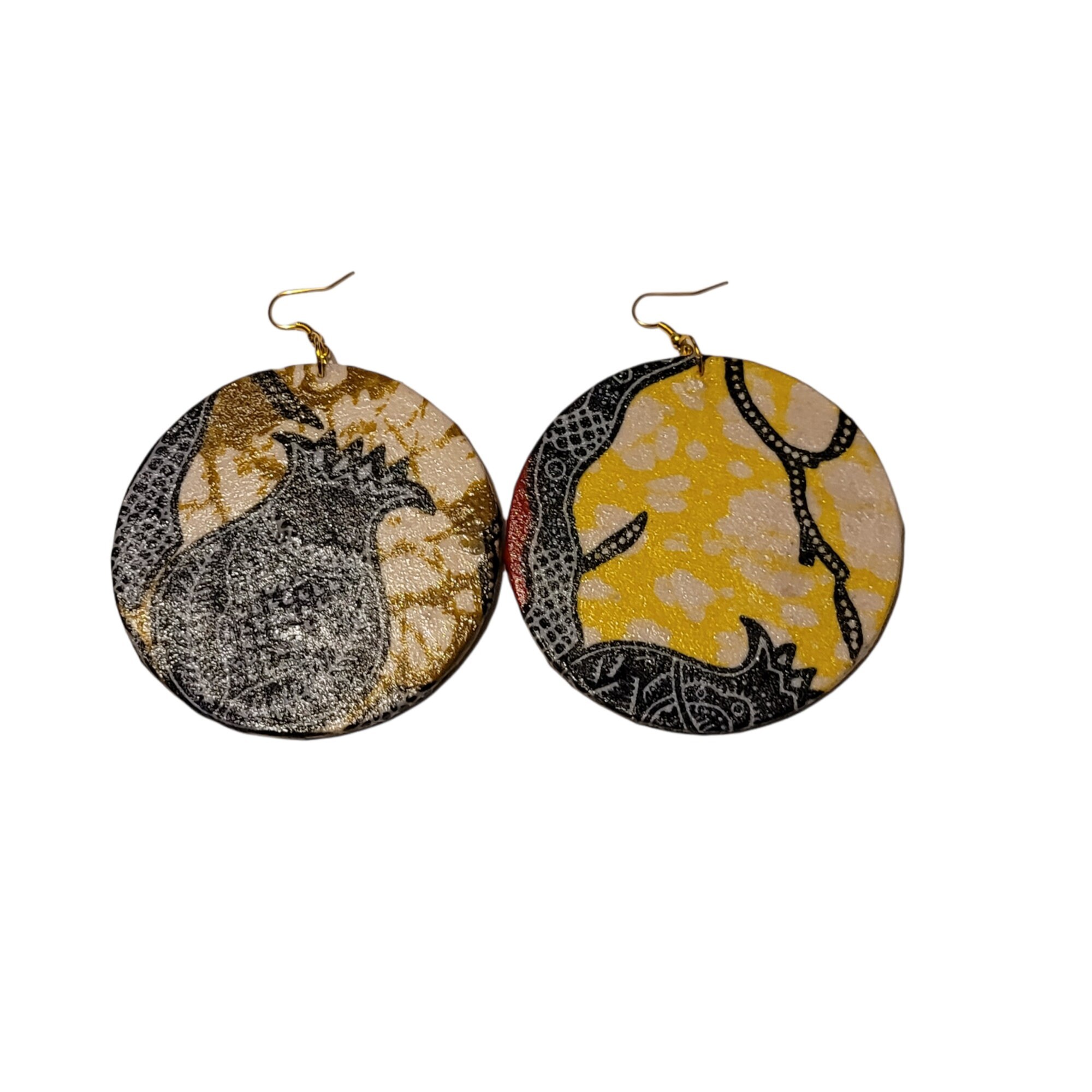 Afrocentric Fabric and wood Earrings view 2