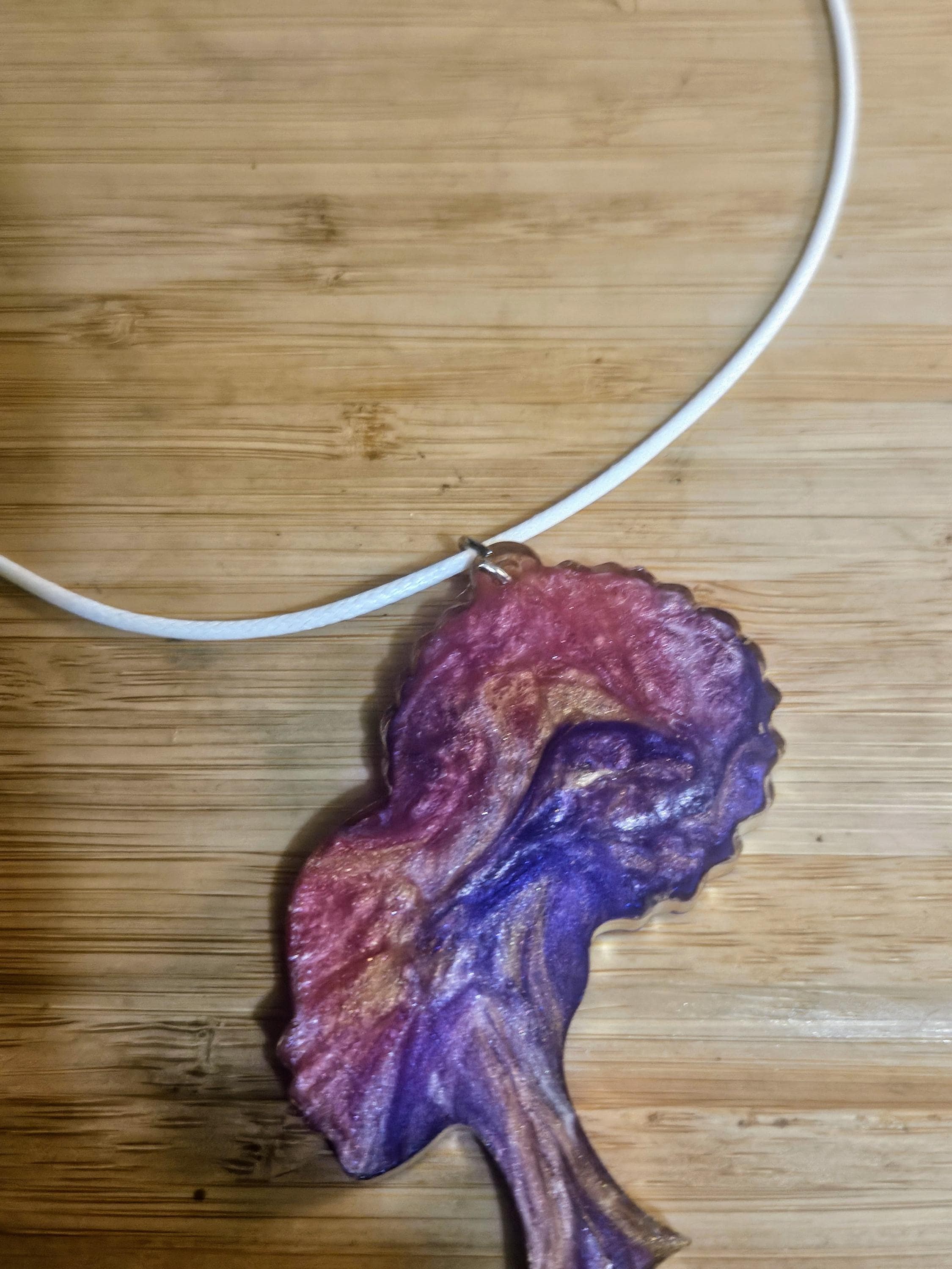 Handmade Afro Woman Resin Necklace view 4