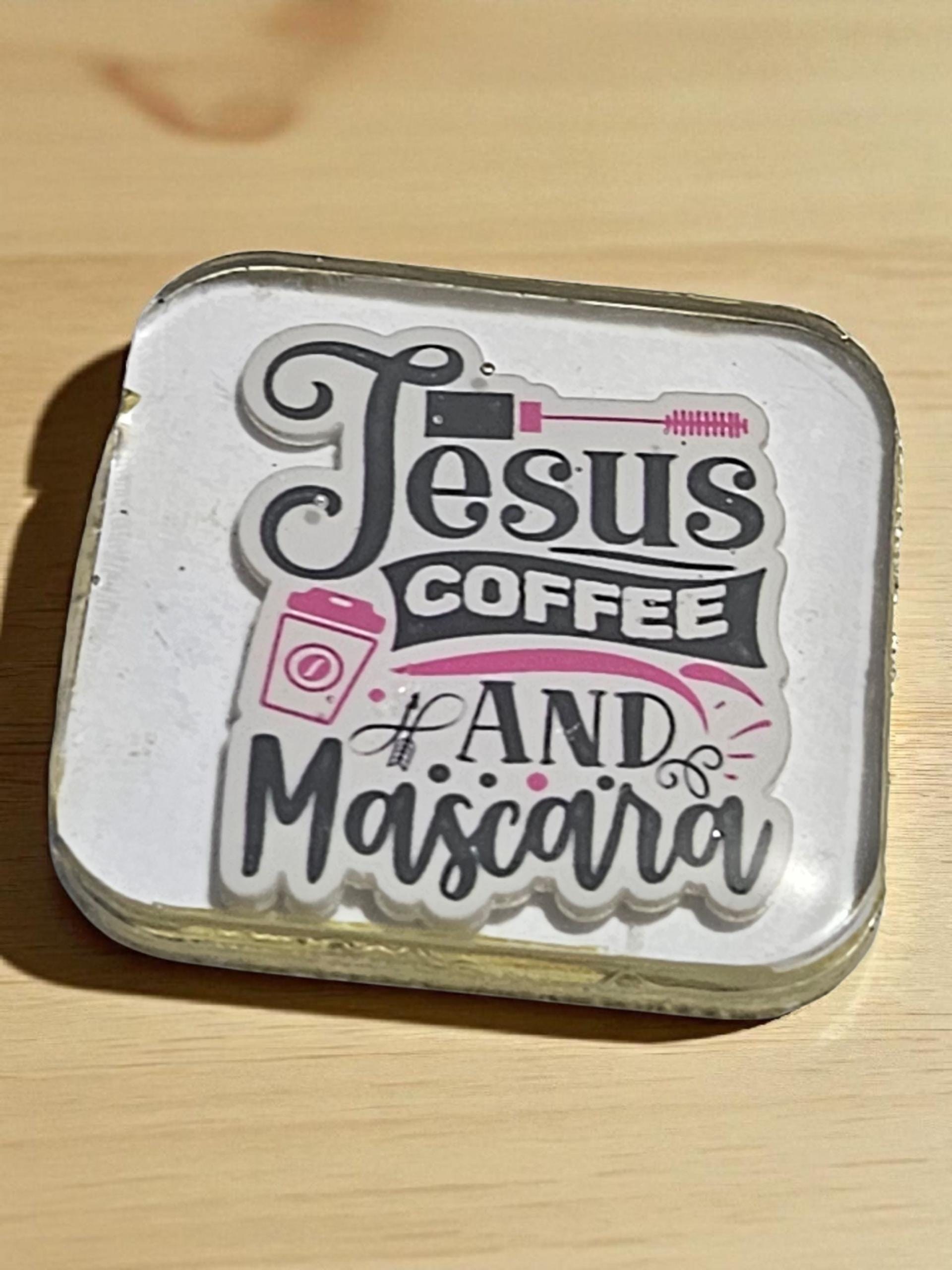 Jesus Coffee Mascara Resin Lapel pin view 2