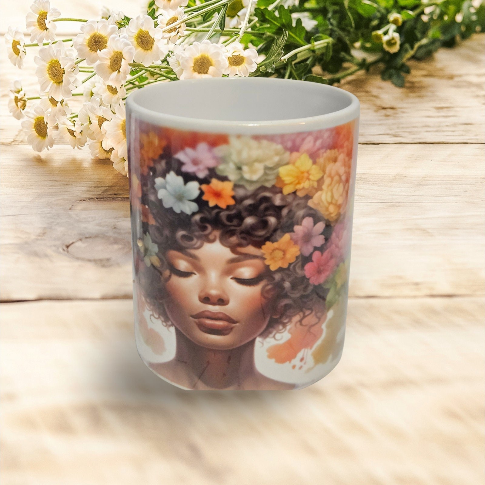 Sip in Style: 3D Afrocentric Elegance Mug - Elevate Your Coffee Experience!", Afro American Coffee Mug,Black Woman Boss,Free matching coaste view 2