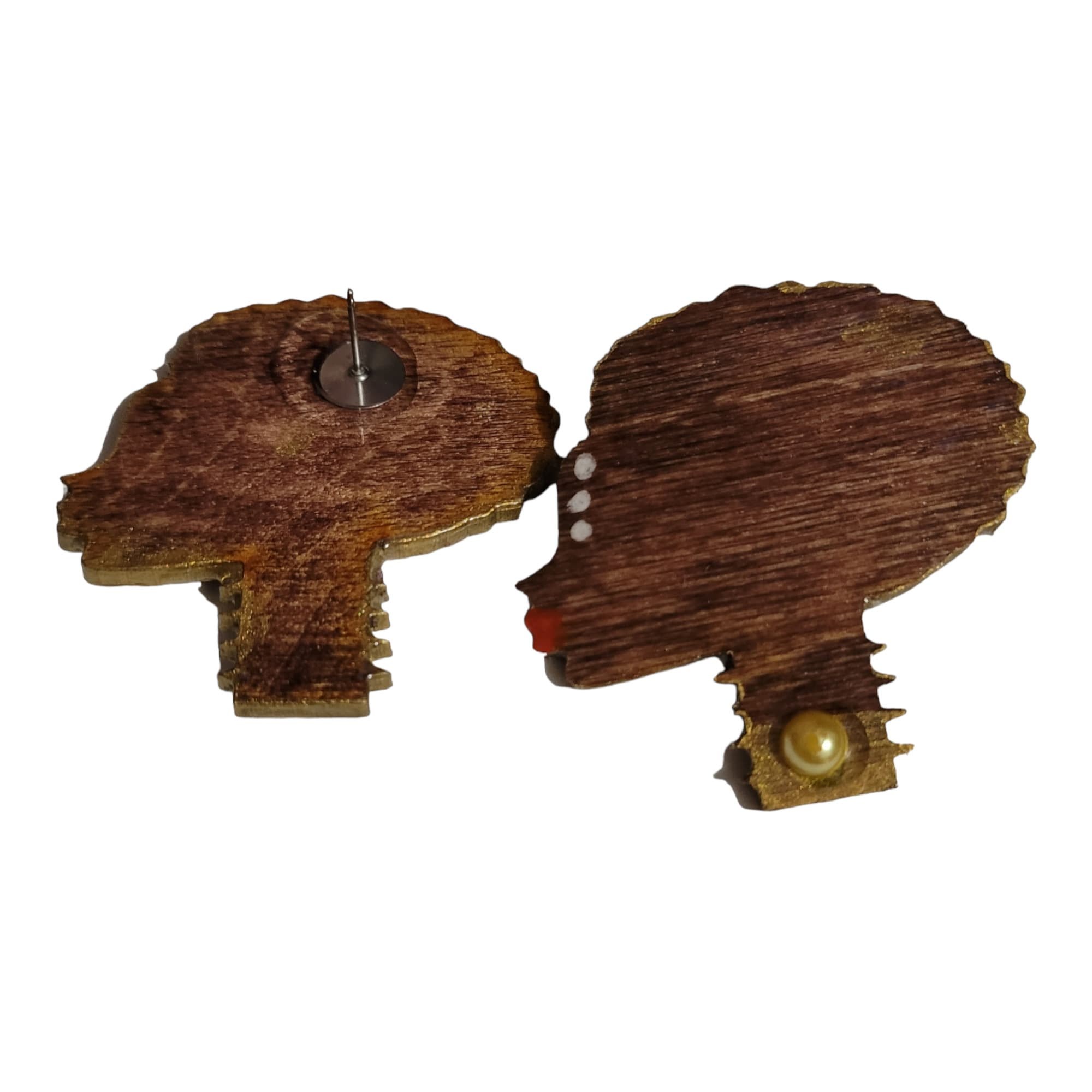 Ethnic Elegance: Afrocentric Studs for Every Occasion Africa Wooden Earrings,Post Earrings view 3