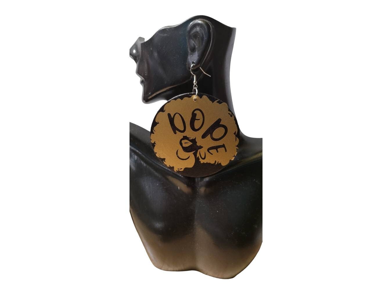 Dope woman wood Earrings ,Afrocentric Statement Earrings,Oversize Earrings view 2