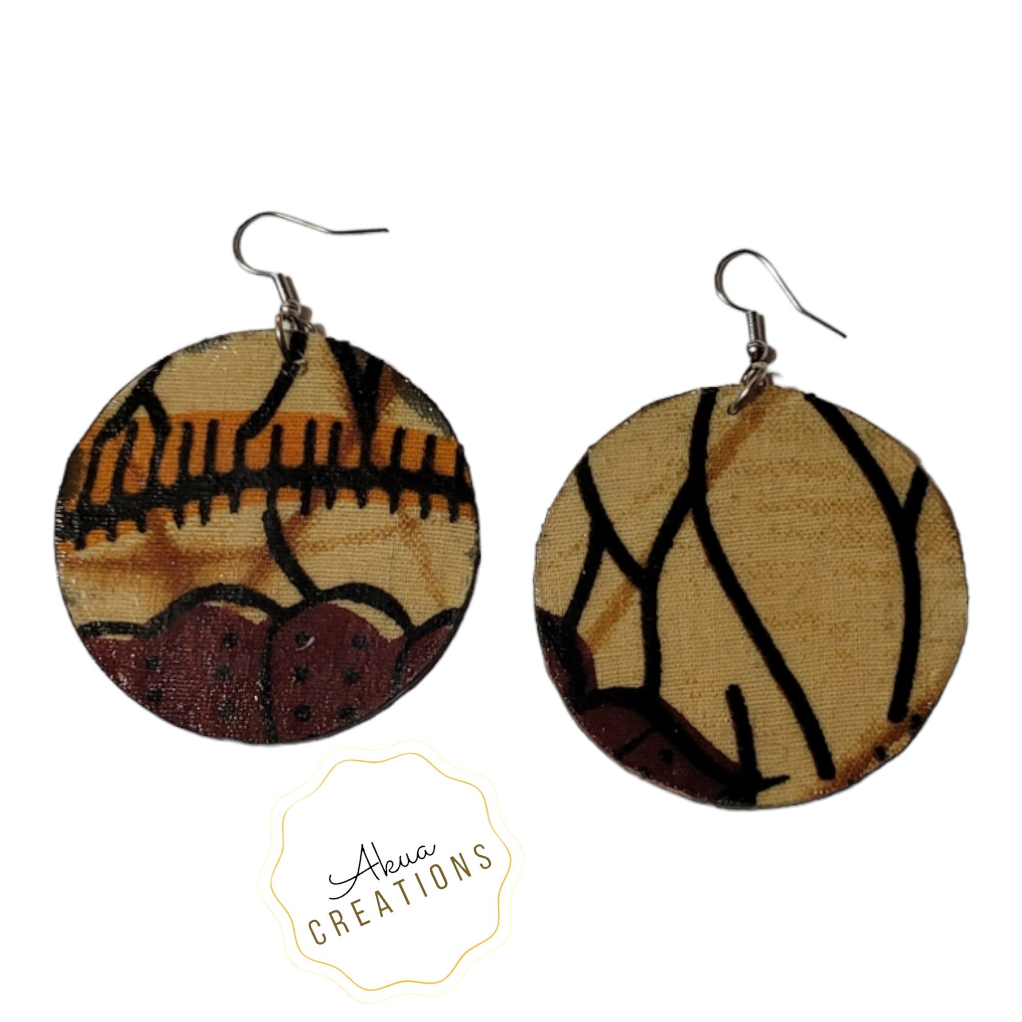 Afrocentric Fabric and wood Earrings