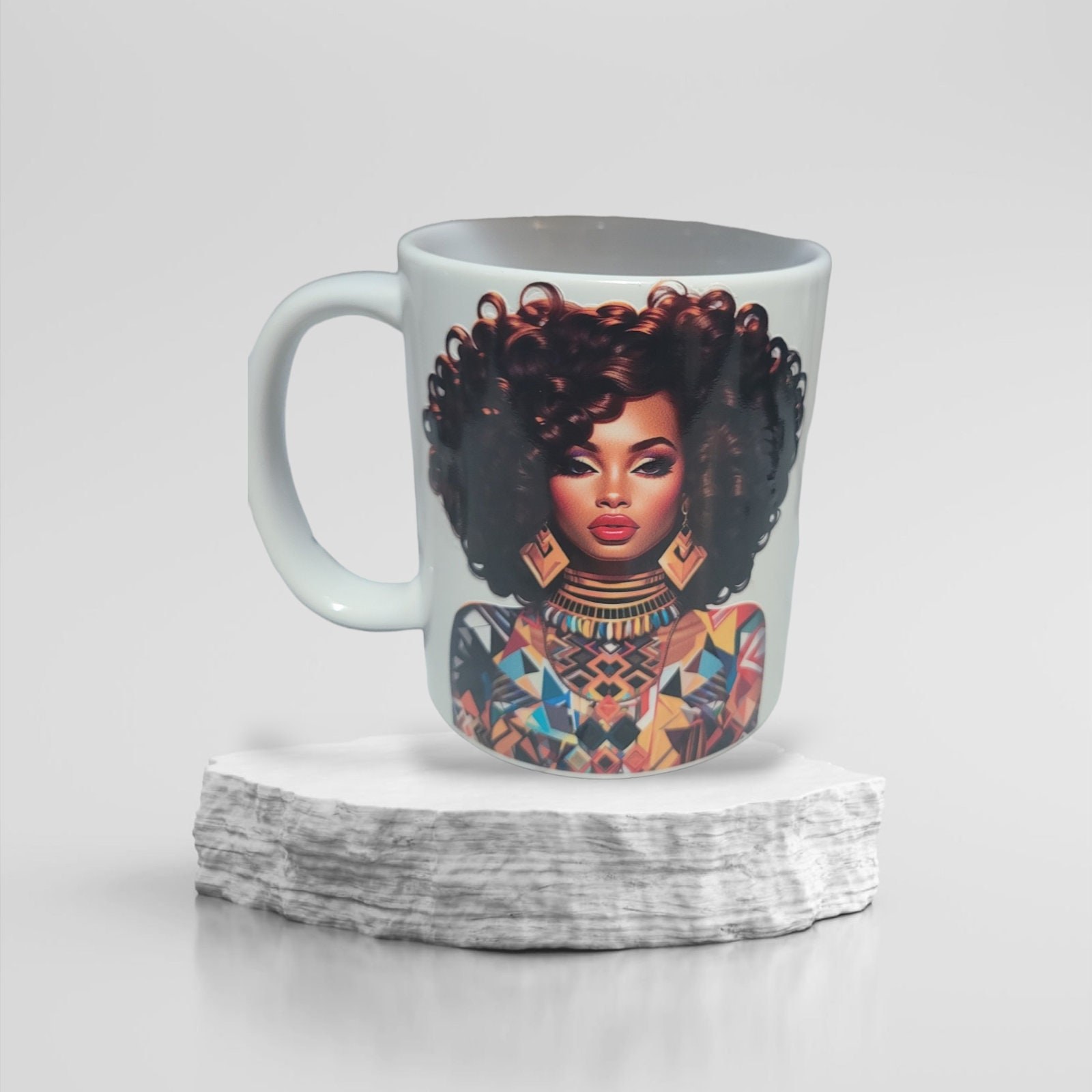 Black Girl Magic Coffee Mug, Melanin Ceramic Mug, Afrocentric Gift for Her, Black Woman Birthday Gift, Handmade Black Queen Mug