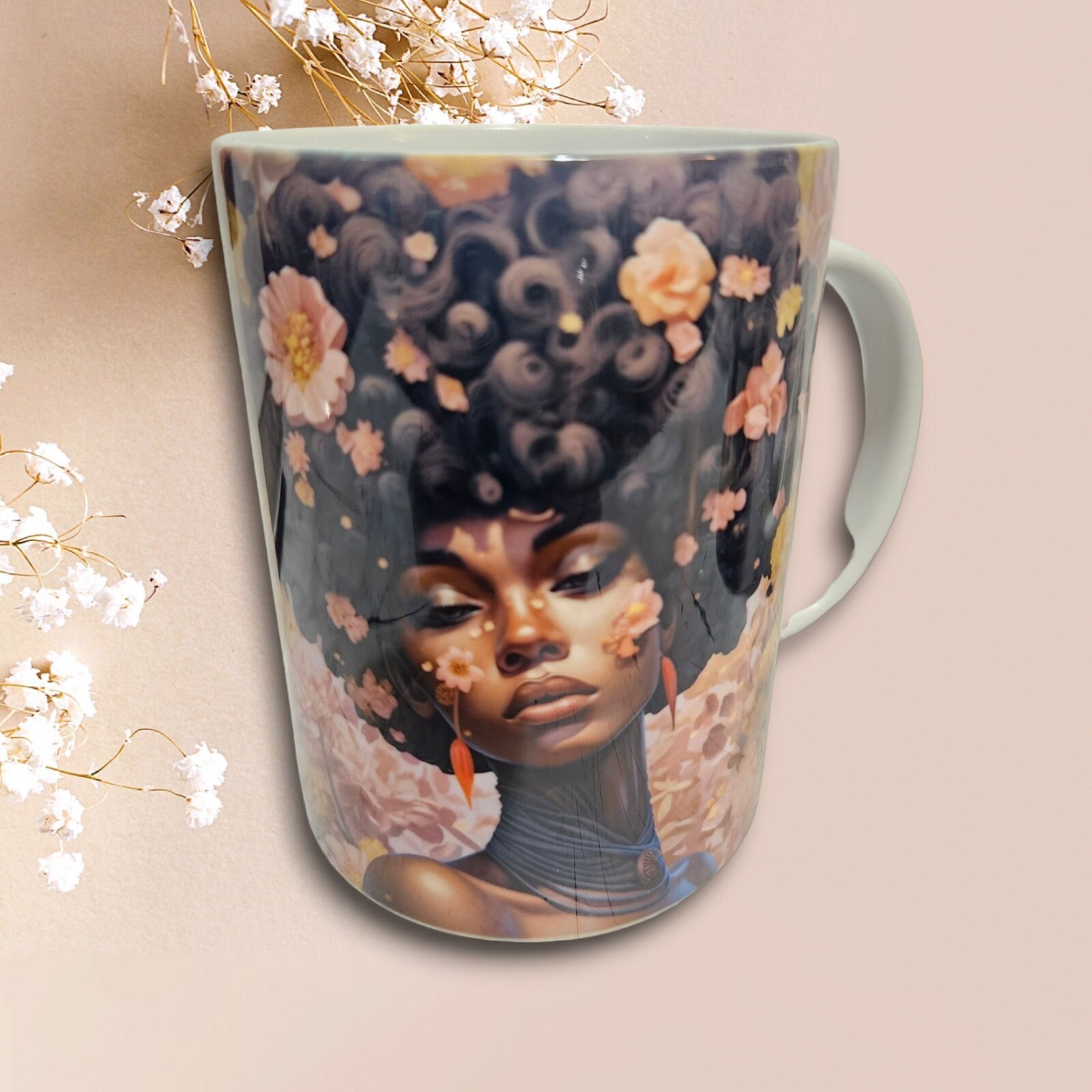 Sip in Style: 3D Afrocentric Elegance Mug - Elevate Your Coffee Experience!", Afro American Coffee Mug,Black Woman Boss view 5