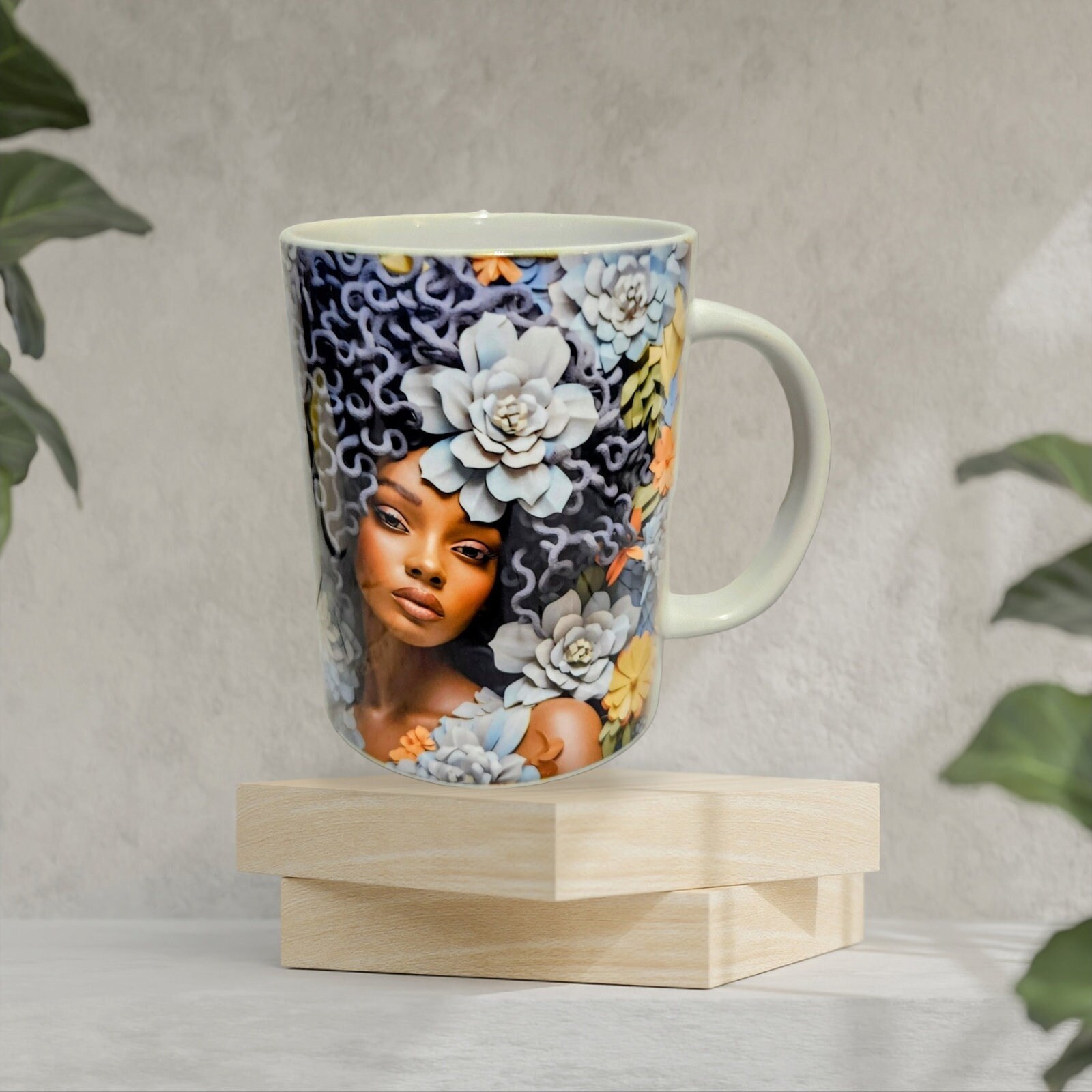 Sip in Style: 3D Afrocentric Elegance Mug - Elevate Your Coffee Experience!", Afro American Coffee Mug,Black Woman Boss view 3