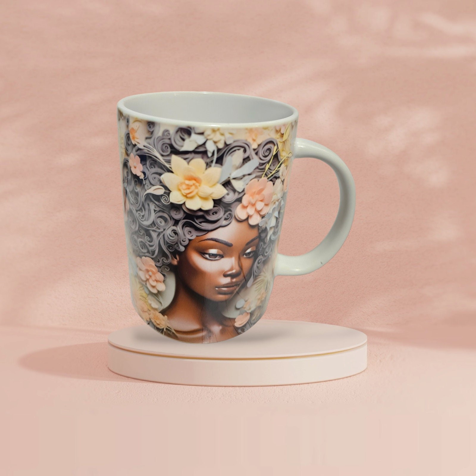 Sip in Style: 3D Afrocentric Elegance Mug - Elevate Your Coffee Experience!", Afro American Coffee Mug,Black Woman Boss