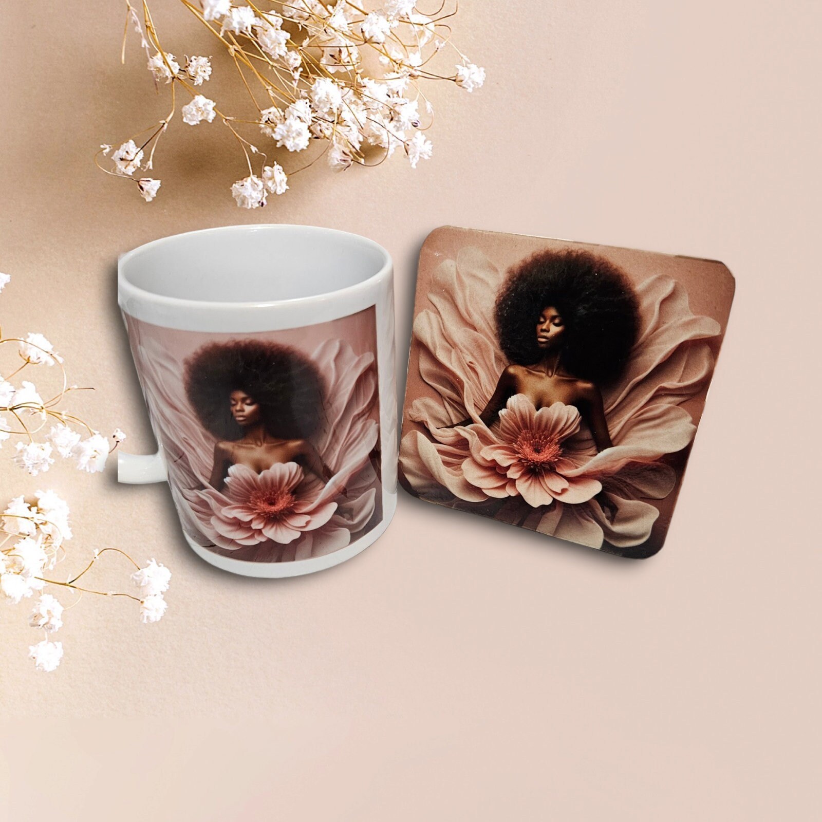 Sip in Style: 3D Afrocentric Elegance Mug - Elevate Your Coffee Experience!", Afro American Coffee Mug,Black Woman Free matching coaster