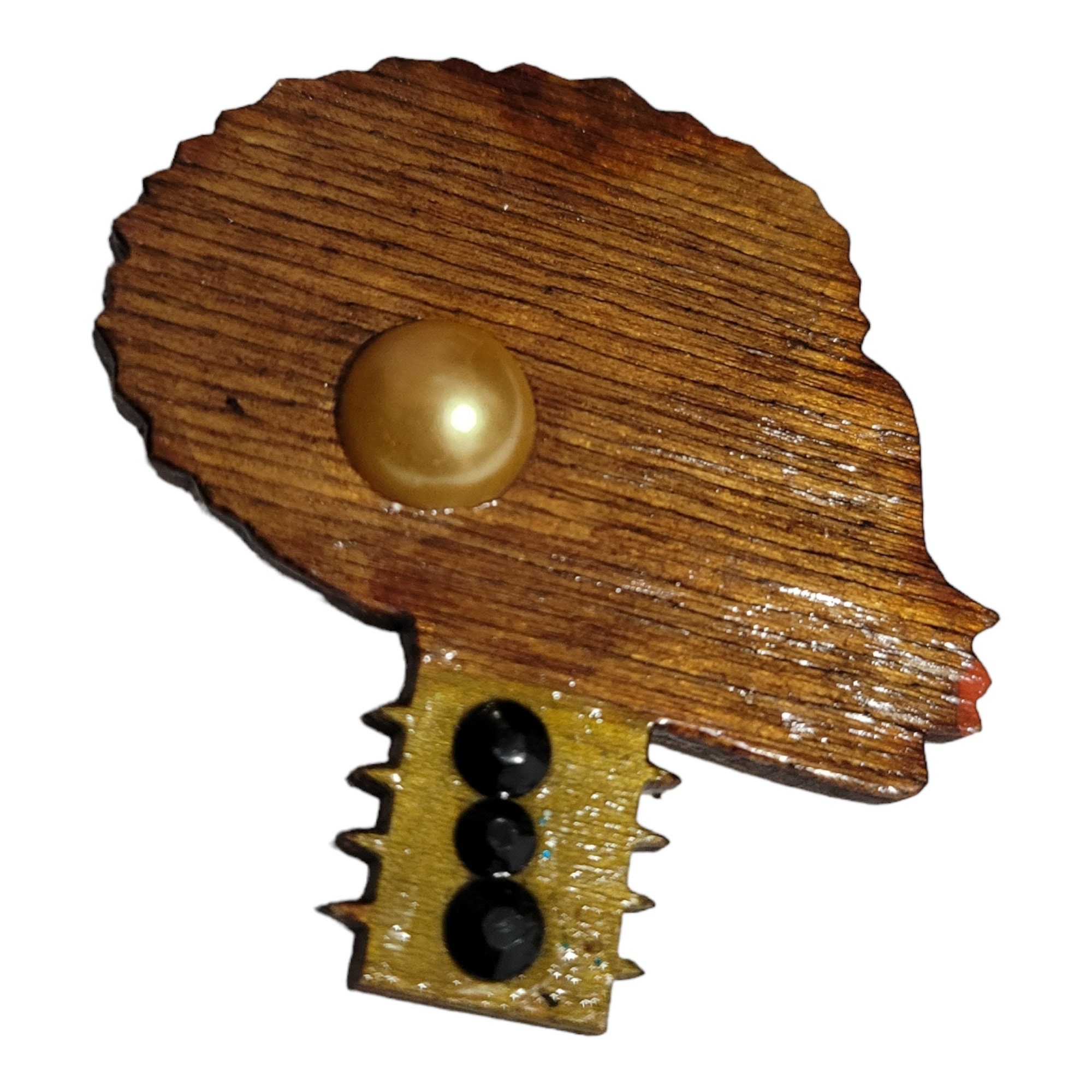 Afrocentric Wood Lapel Pin