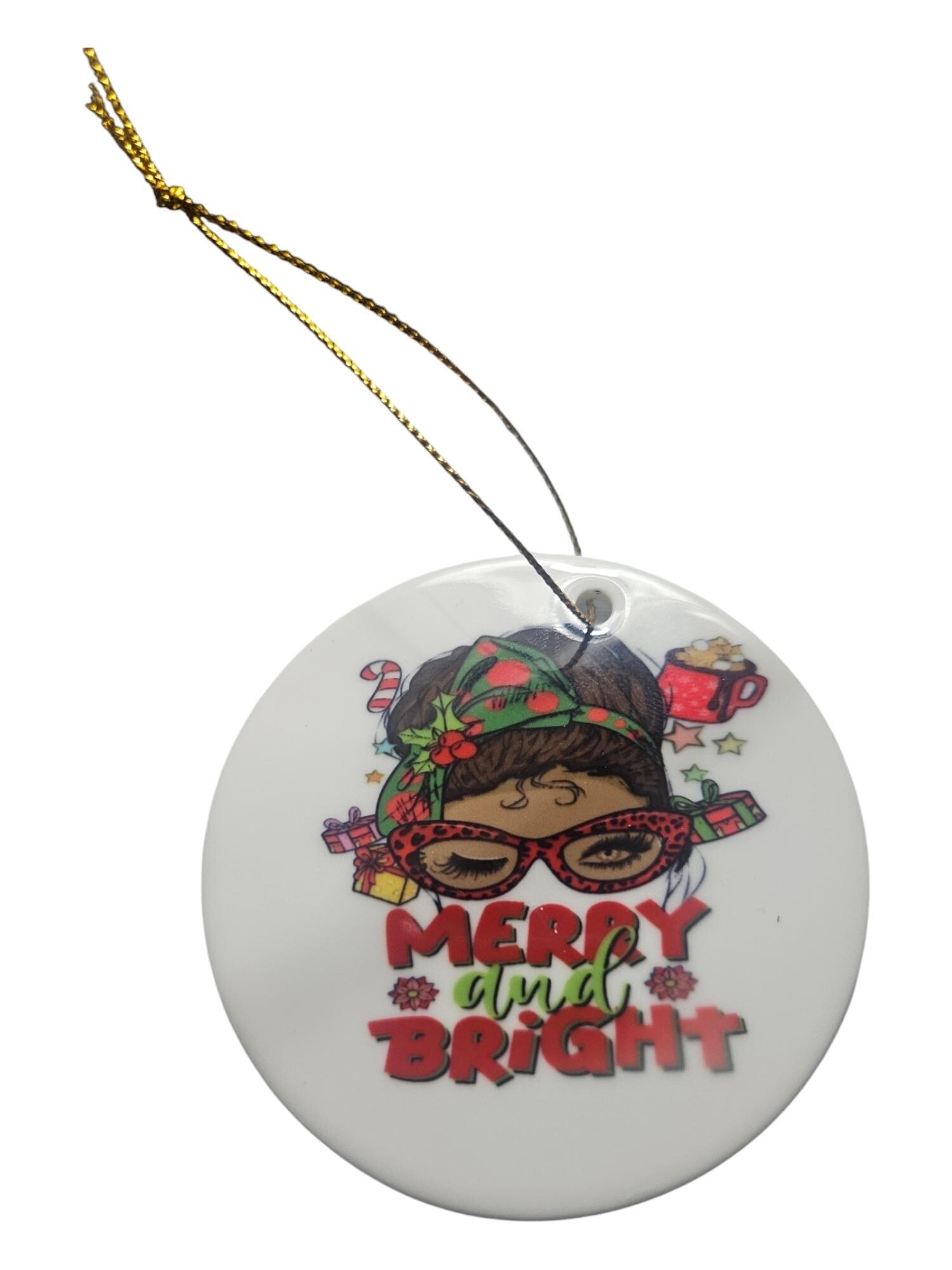 Handcrafted Ceramic Christmas Ornaments - Unique Holiday Decorations Afro American Christmas ornament view 3