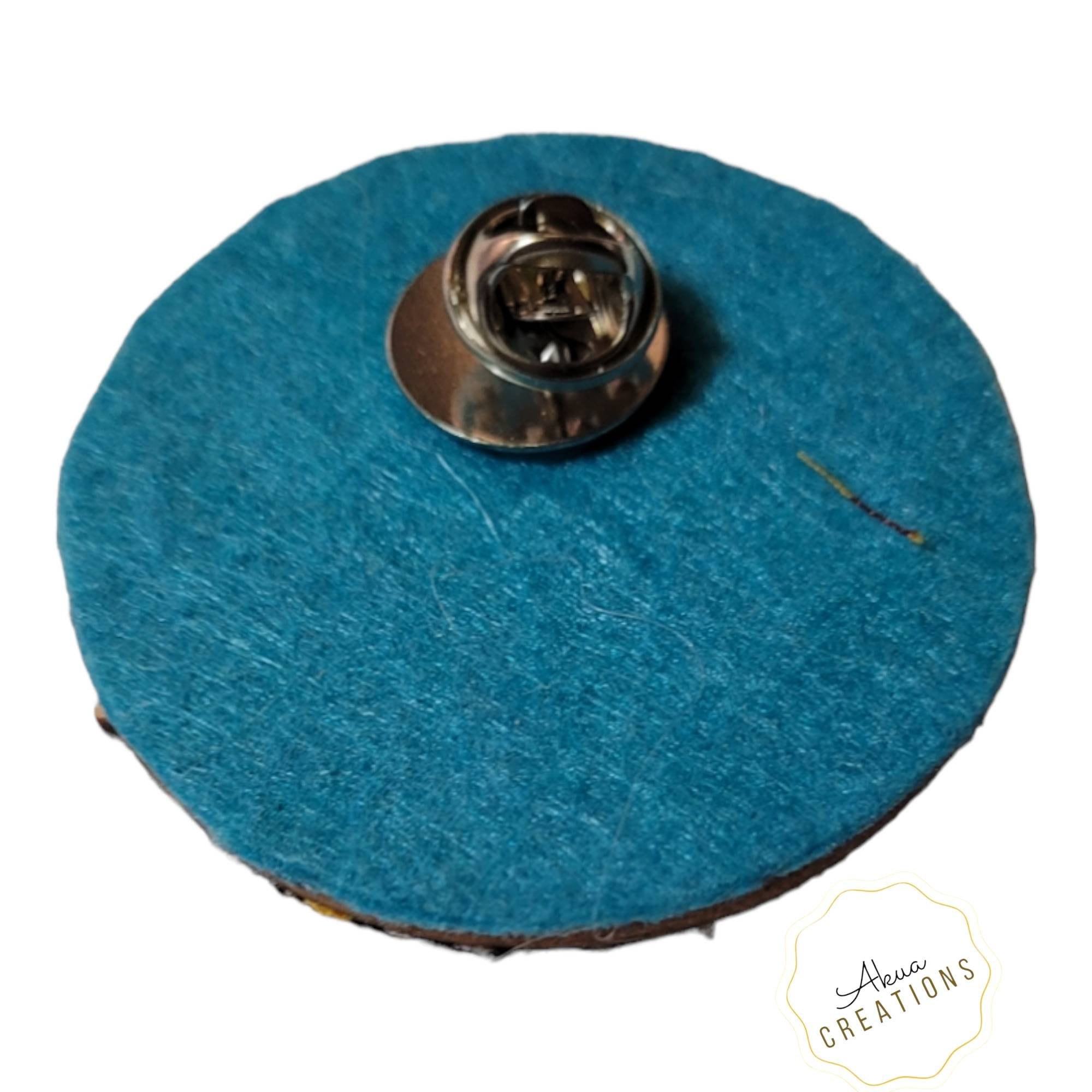 Eyes of Horus Wood Lapel Pin,Afrocentirc Fabric view 2