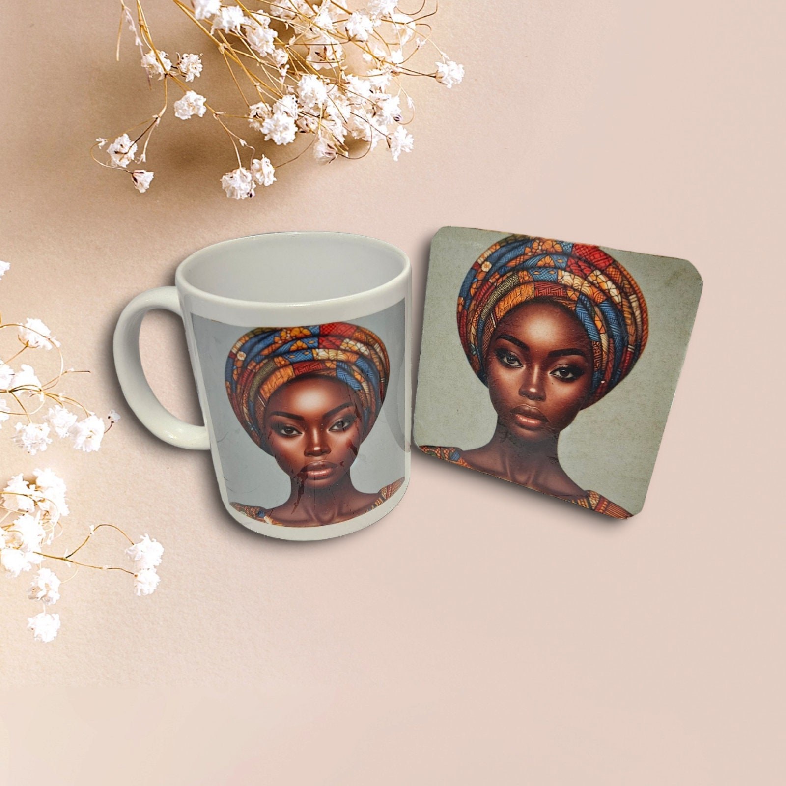 Sip in Style: 3D Afrocentric Elegance Mug - Elevate Your Coffee Experience!", Afro American Coffee Mug,Black Woman Free matching coaster