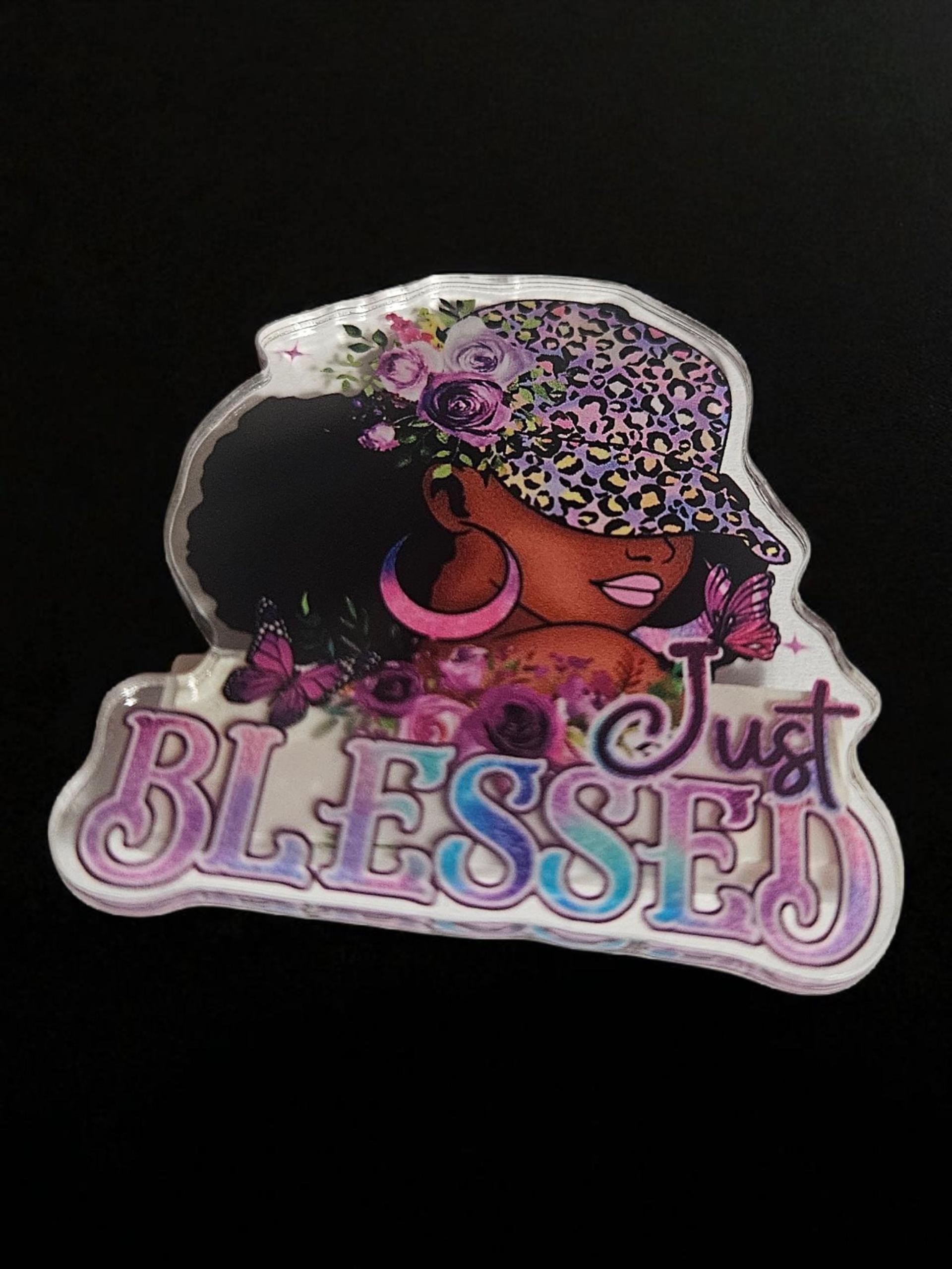 JUST Blessed Afrocentric acrylic Lapel Pin