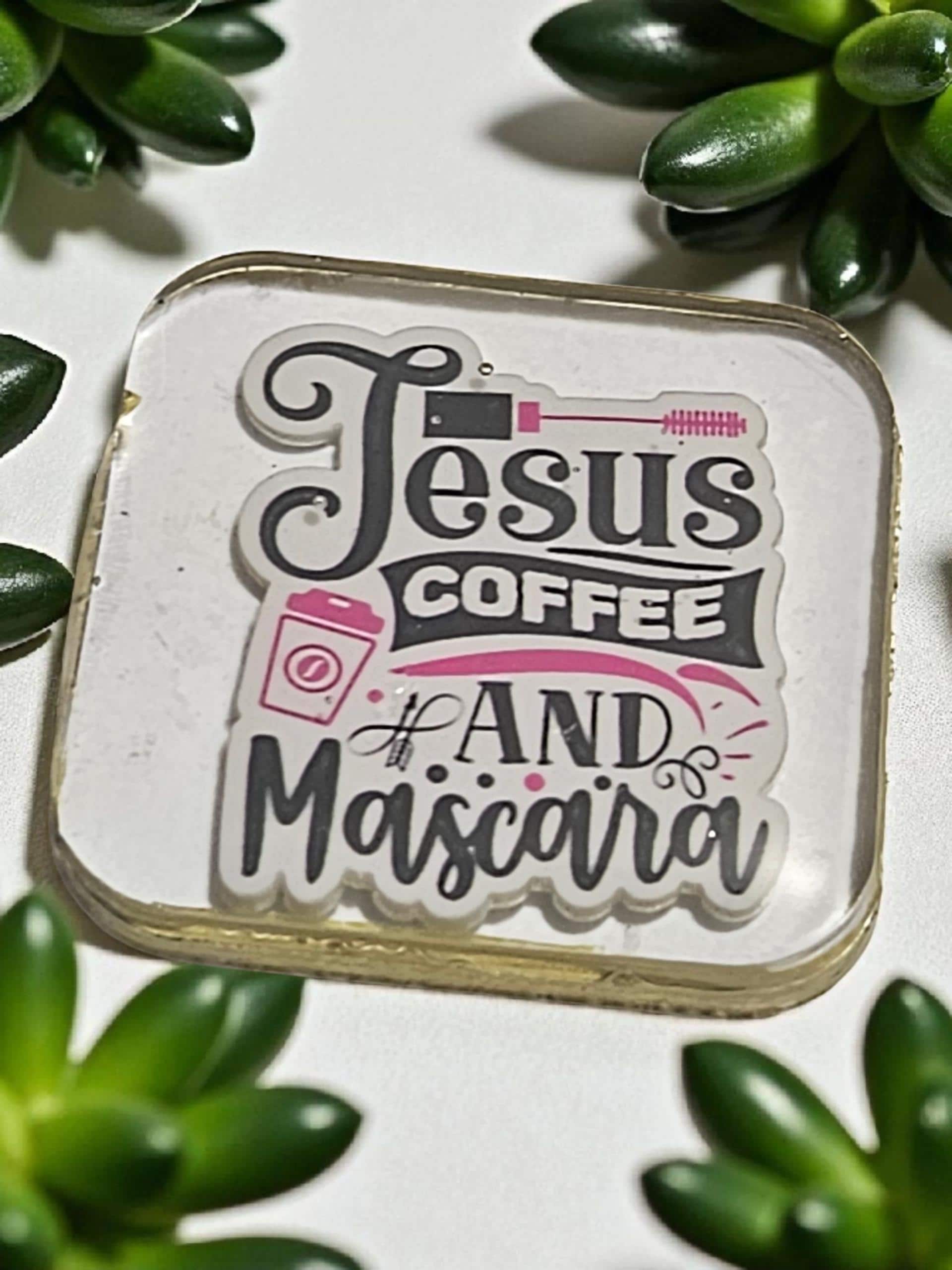 Jesus Coffee Mascara Resin Lapel pin view 3