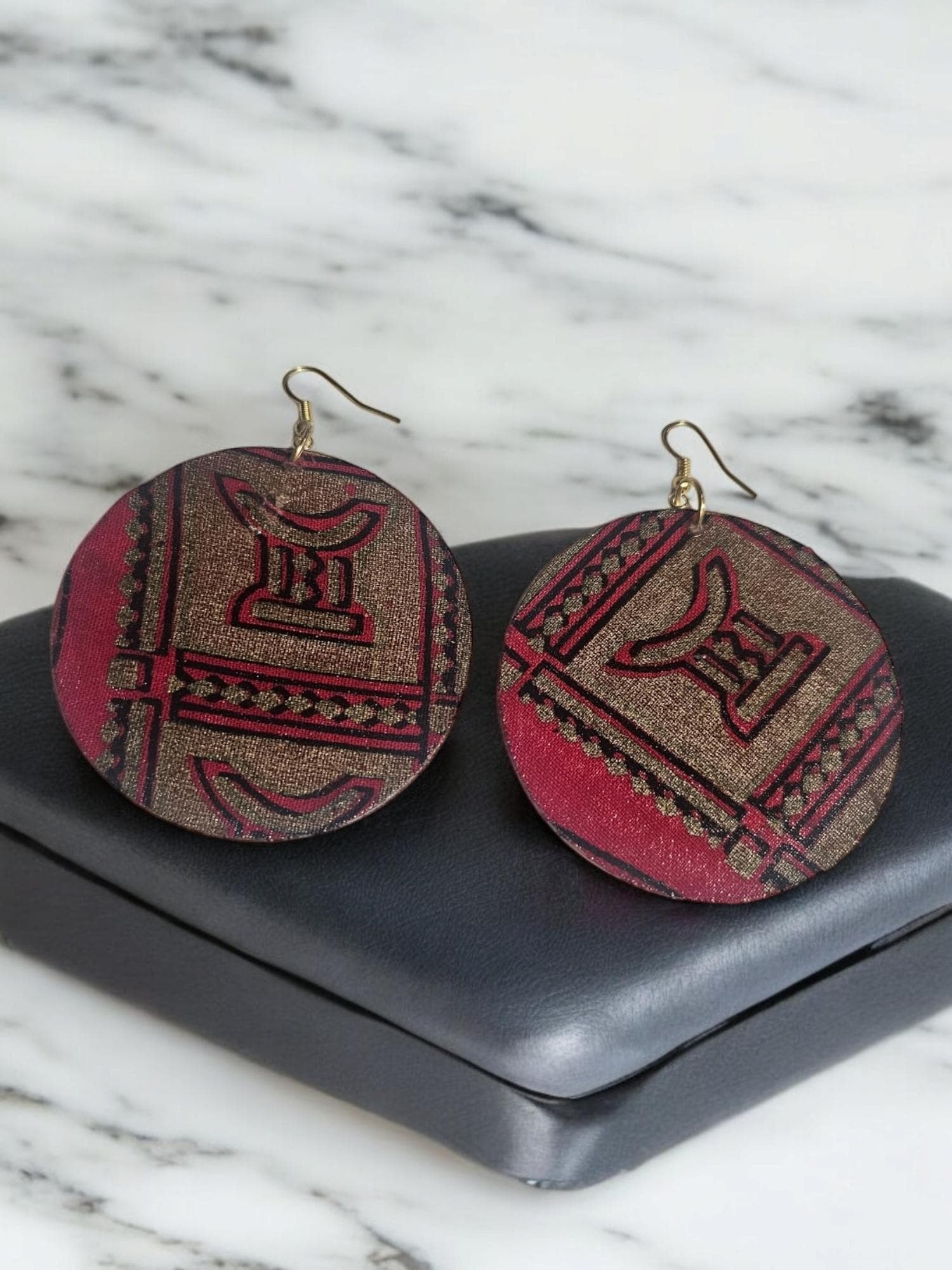 Afrocentric Fabric and wood Earrings,Ankara