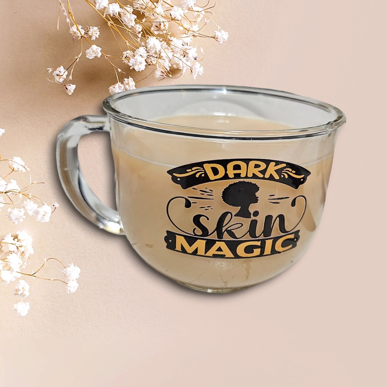 DARK SKIN MAGIC Afrocentric Glass Coffee Cup