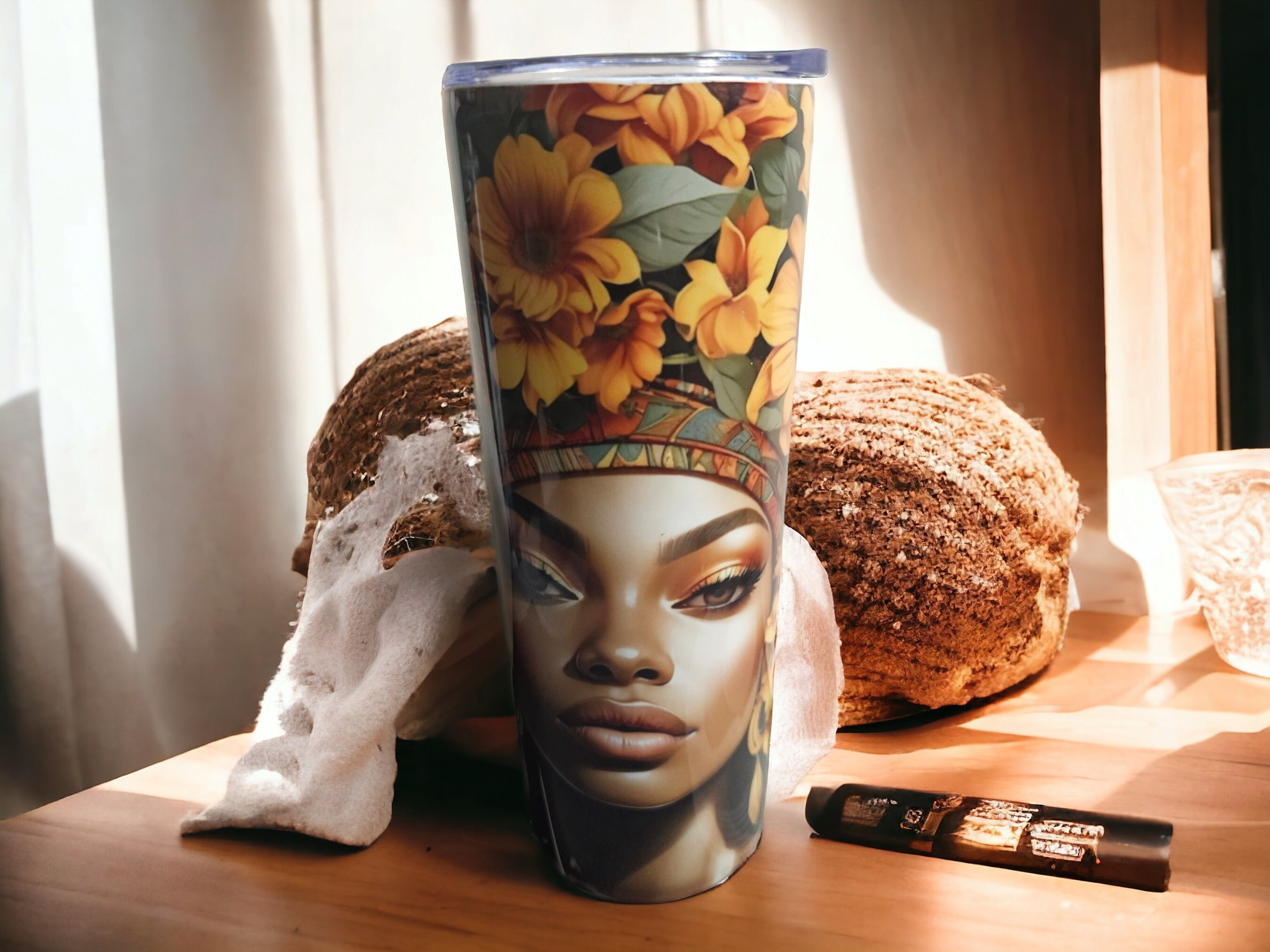 Chain purse Floral Majesty Afrocentric Tumbler,Afrocentric Woman 20oz Tumbler view 2