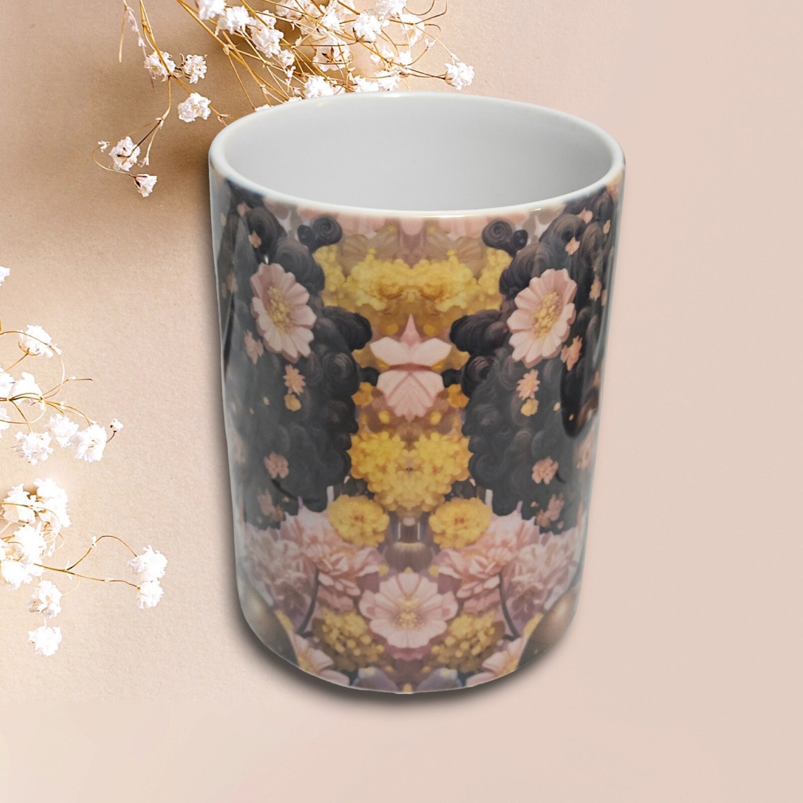 Sip in Style: 3D Afrocentric Elegance Mug - Elevate Your Coffee Experience!", Afro American Coffee Mug,Black Woman Boss view 3