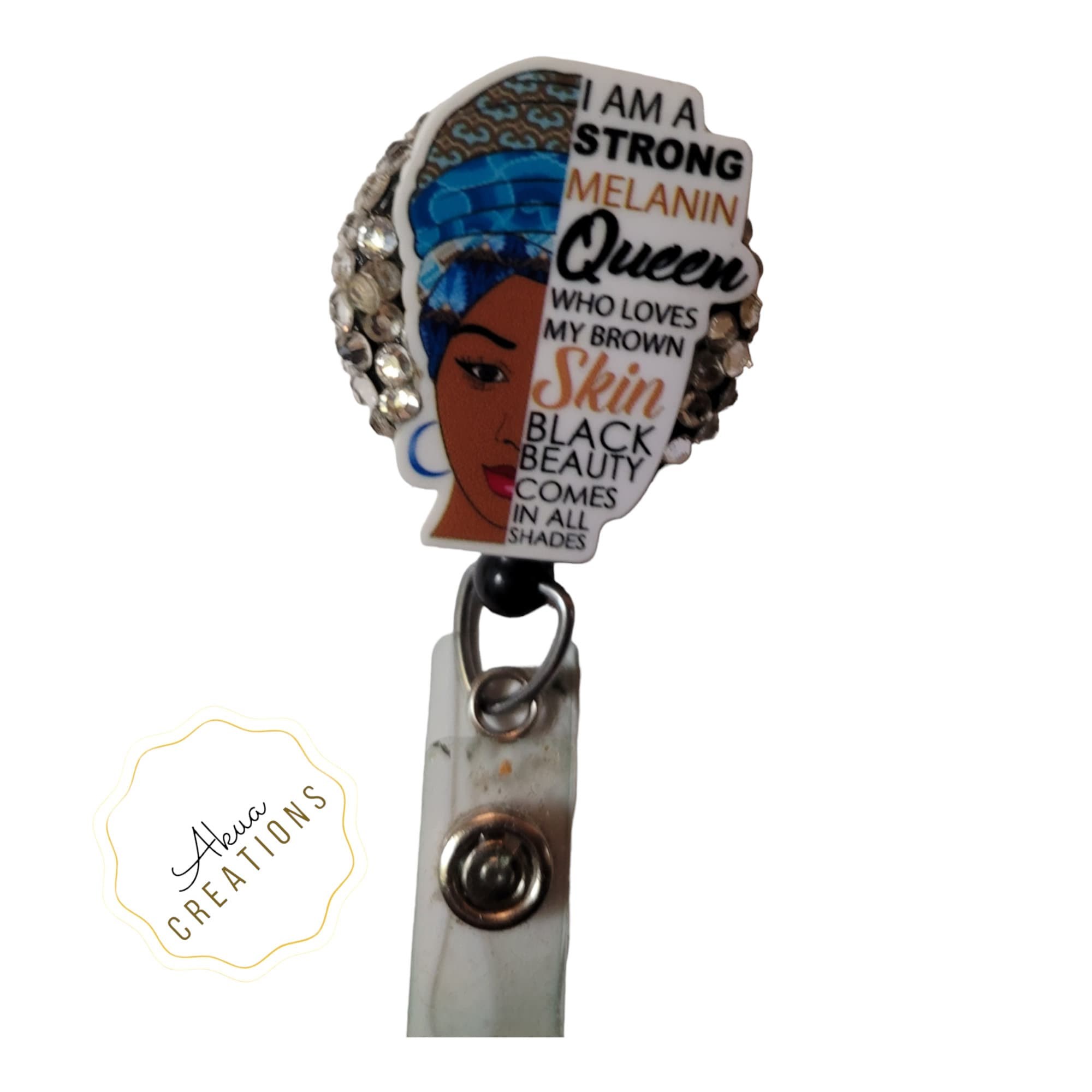 Afro Nurse Badge Reel, Melanin Retractable ID Badge Holder, Afrocentric Healthcare Gift, Black Nurse Gift, Custom CNA Badge Accessory