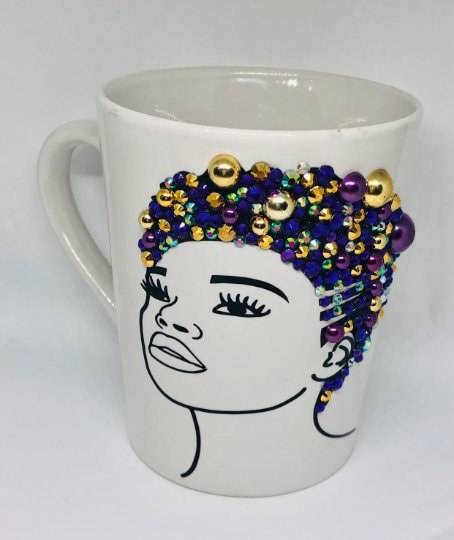 Blinged Out Culture: Sparkling Afrocentric Mug , Afro American Coffee Mug,Black Woman Boss