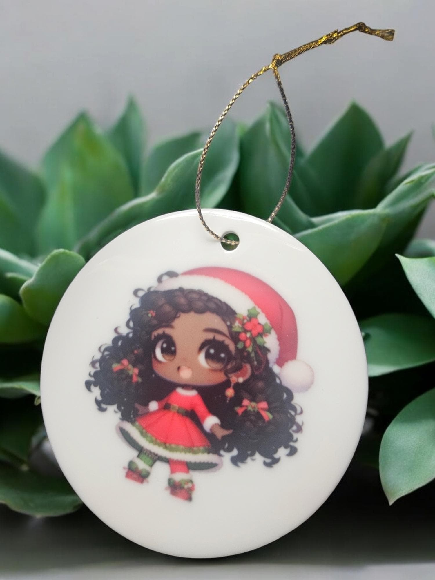 Handcrafted Ceramic Christmas Ornaments - Unique Holiday Decorations Afro American Christmas ornament view 2