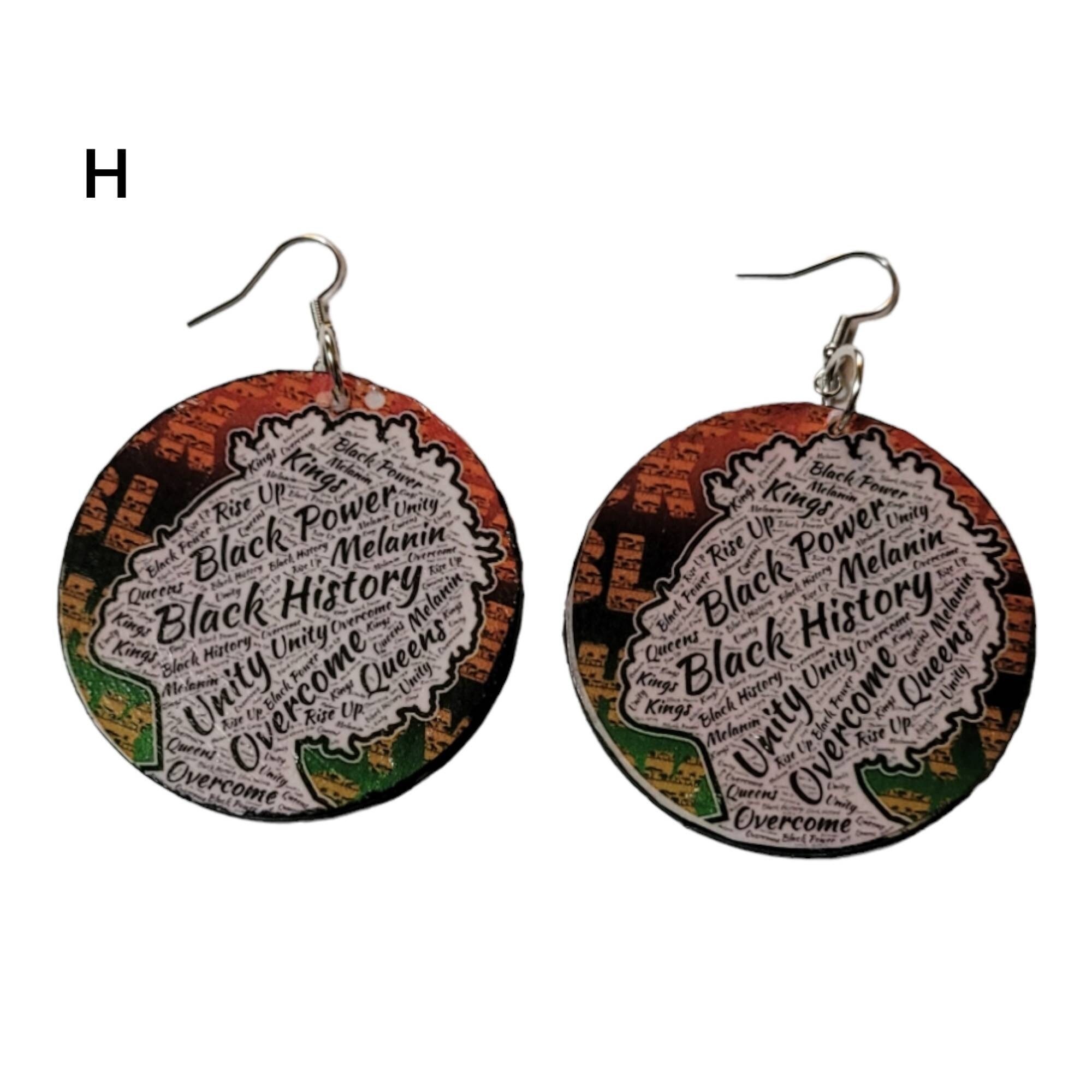 Afrocentric Statement Earrings,Design on both sides Earrings,Paper and Wood,handmade view 7