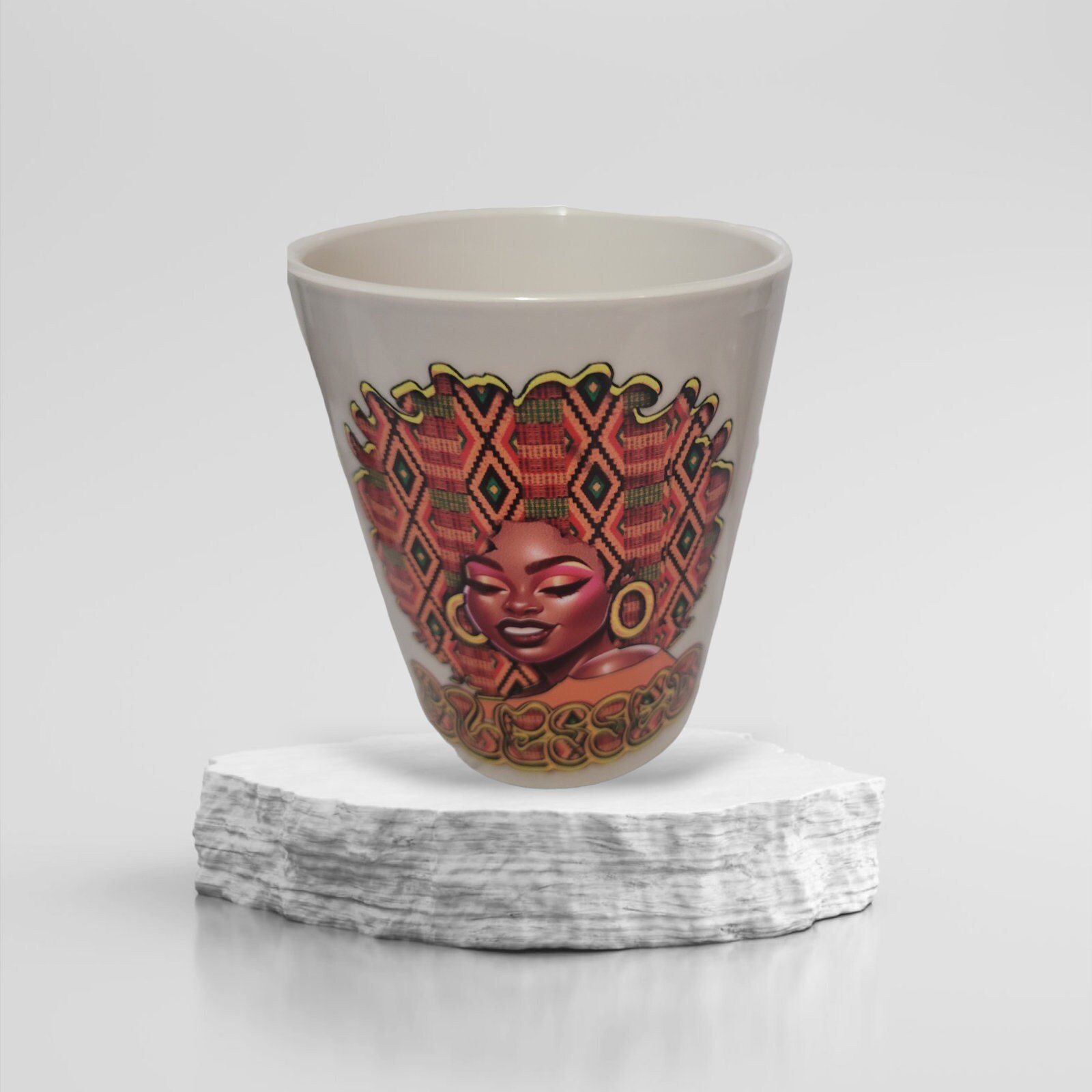 Afrocentric Woman Blessed Coffee Mug, Afro American Coffee Mug,Black Woman Boss view 2