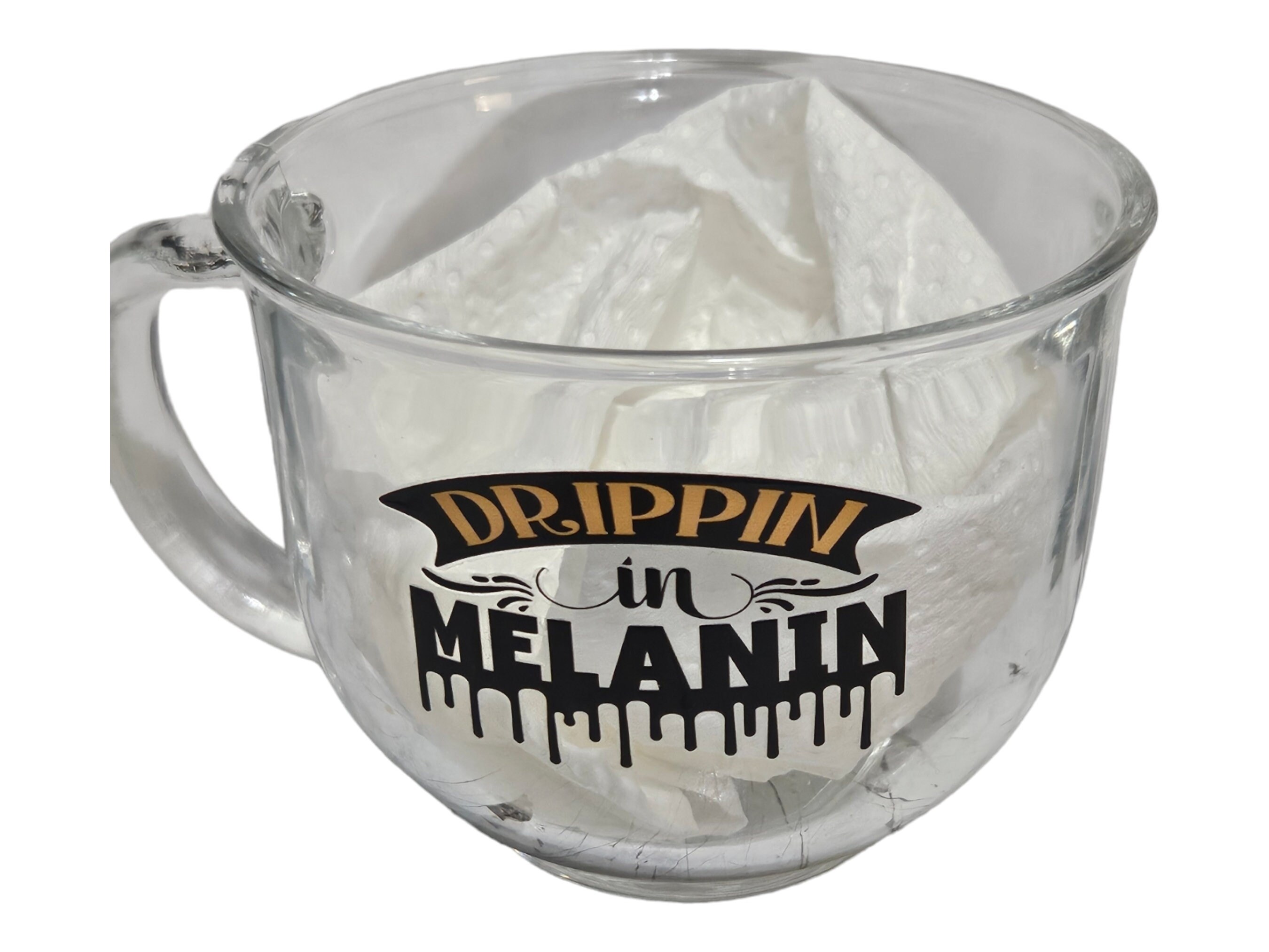 DRIPPING IN MELANIN Afrocentric Glass Coffee Cup view 3