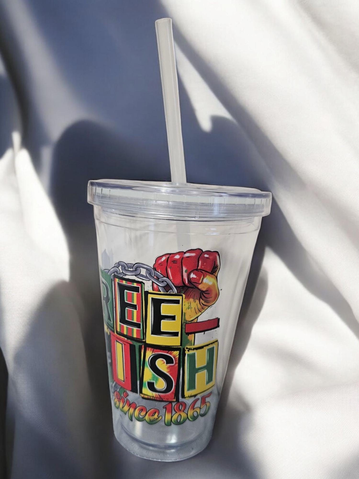 16oz Afrocentric Tumbler with Straw – Insulated Travel Cup | African Print Drinkware | Black Culture Gift | Reusable Cold Cup view 3