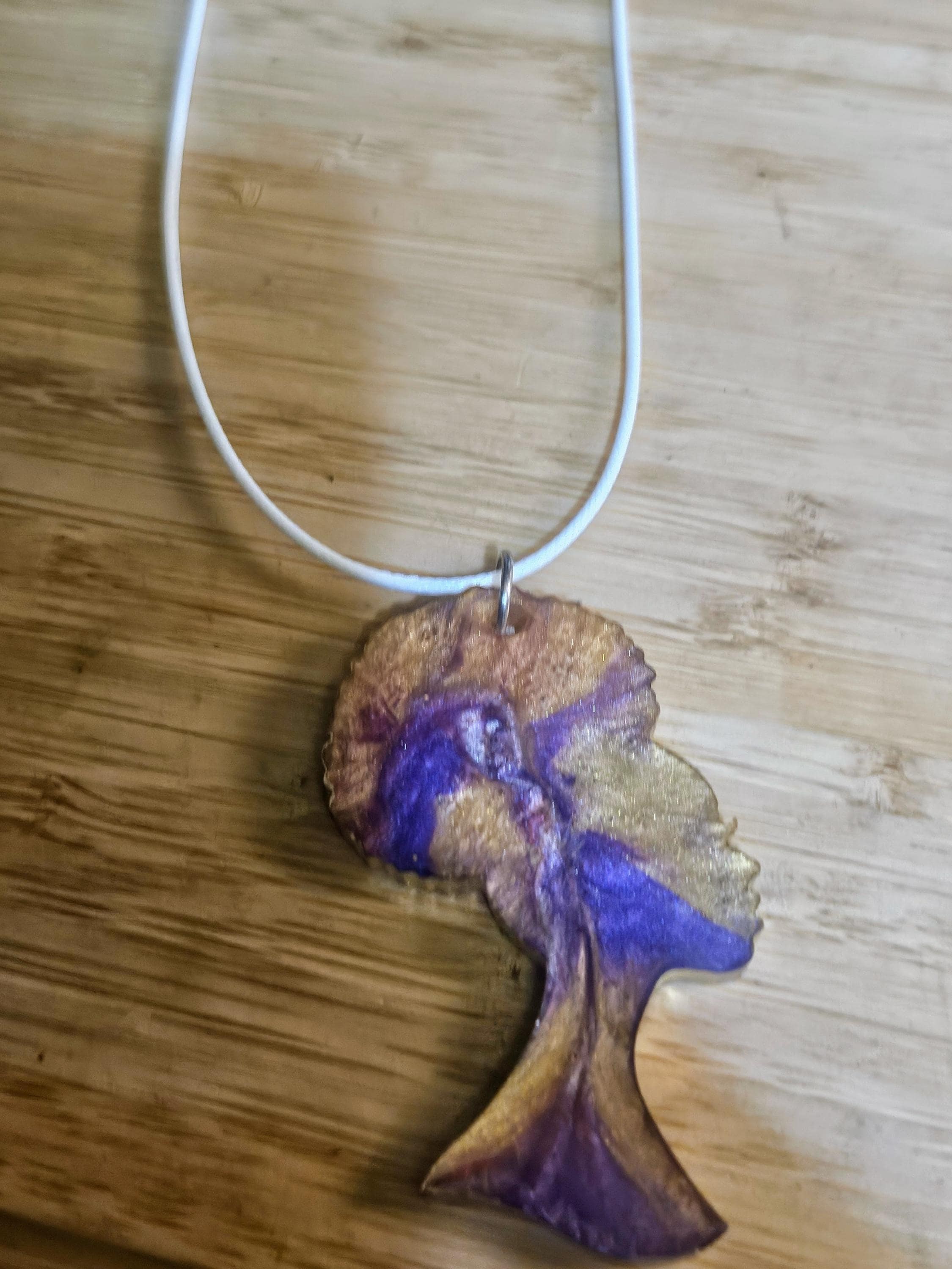 Handmade Afro Woman Resin Necklace