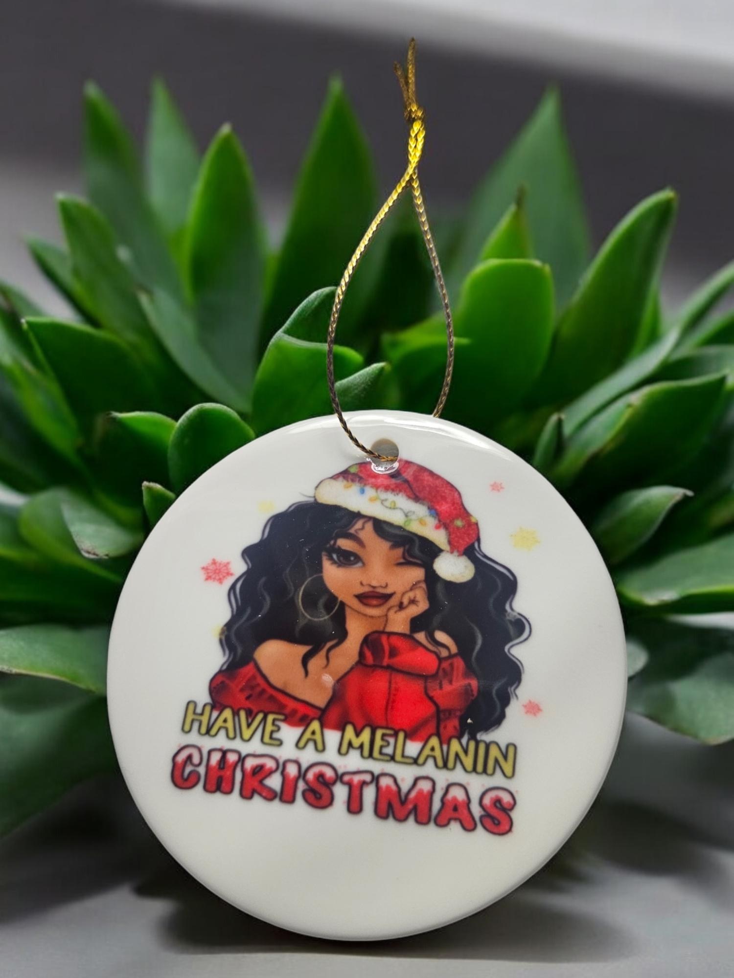 Handcrafted Ceramic Christmas Ornaments - Unique Holiday Decorations Afro American Christmas ornament view 3