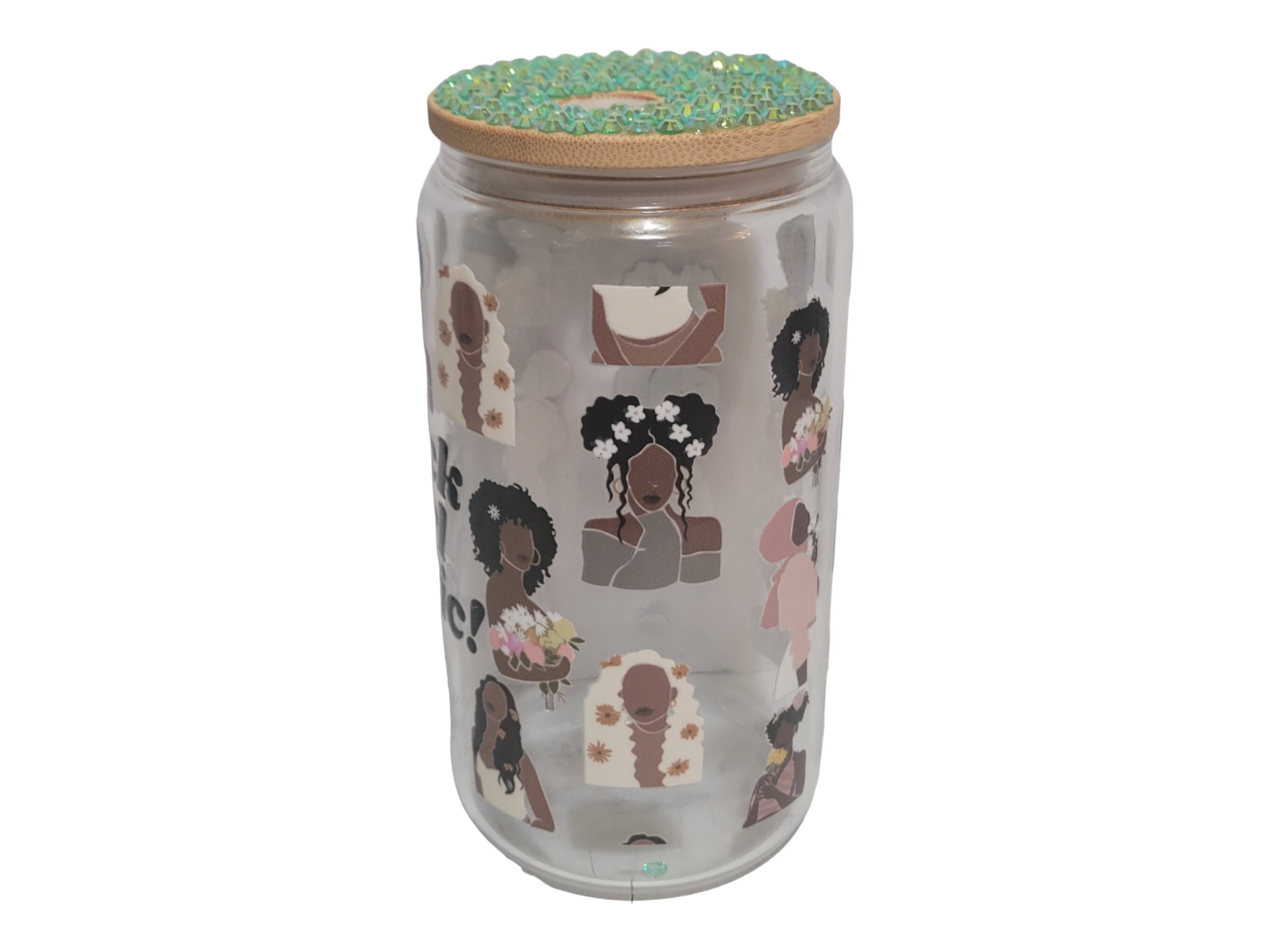 Black Girl Magic ,BeerCan,Glass,Ice Coffee Glass,Housewarming Gift, Afrocentric, Afro view 3