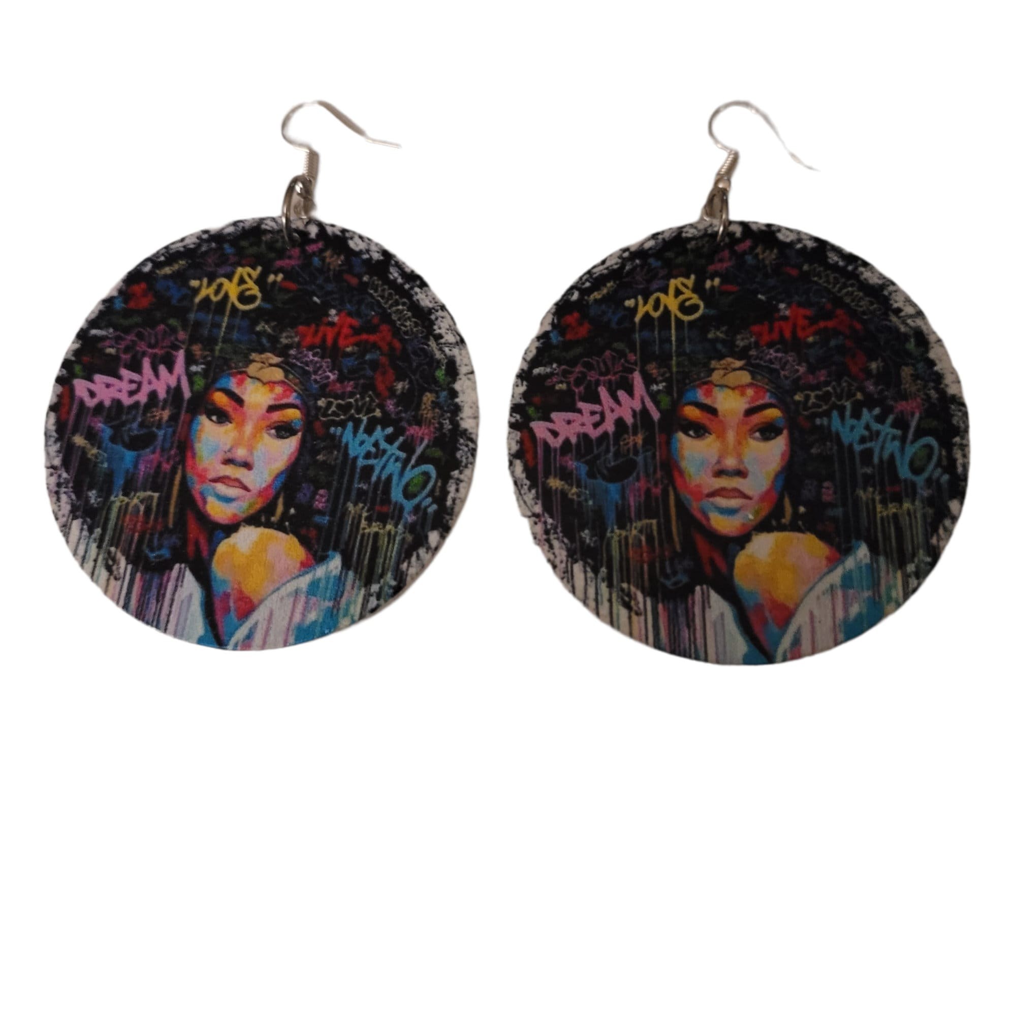 Afrocentric Statement Earrings, 2.5" Round Artistic Design view 2