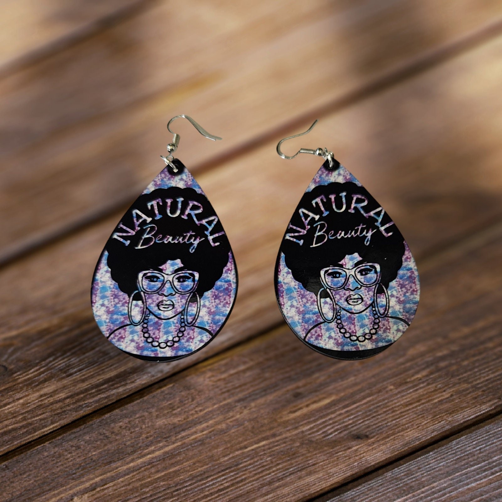 Natural Beauty ,Afrocentric earrings, African prints Black Girl Magic,Teardrop Earrings view 2