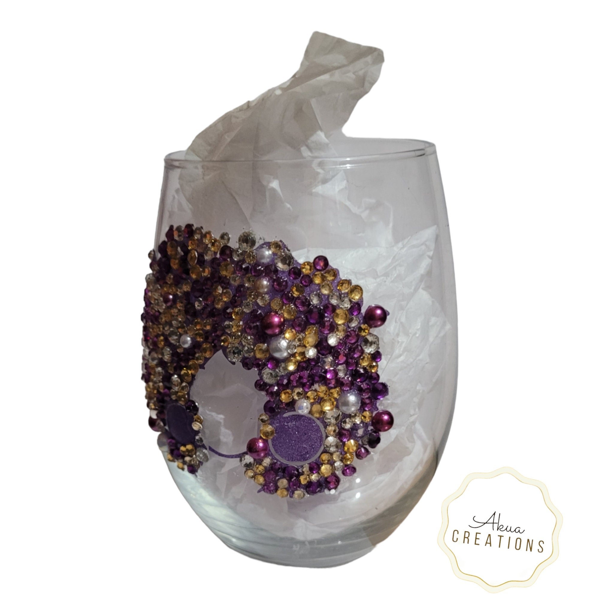 Bling Stemless Wine Glass, Black Woman Afrocentric Gift, Melanin Wine Glass, Birthday Gift for Her, Handmade Glitter Wine Cup view 3