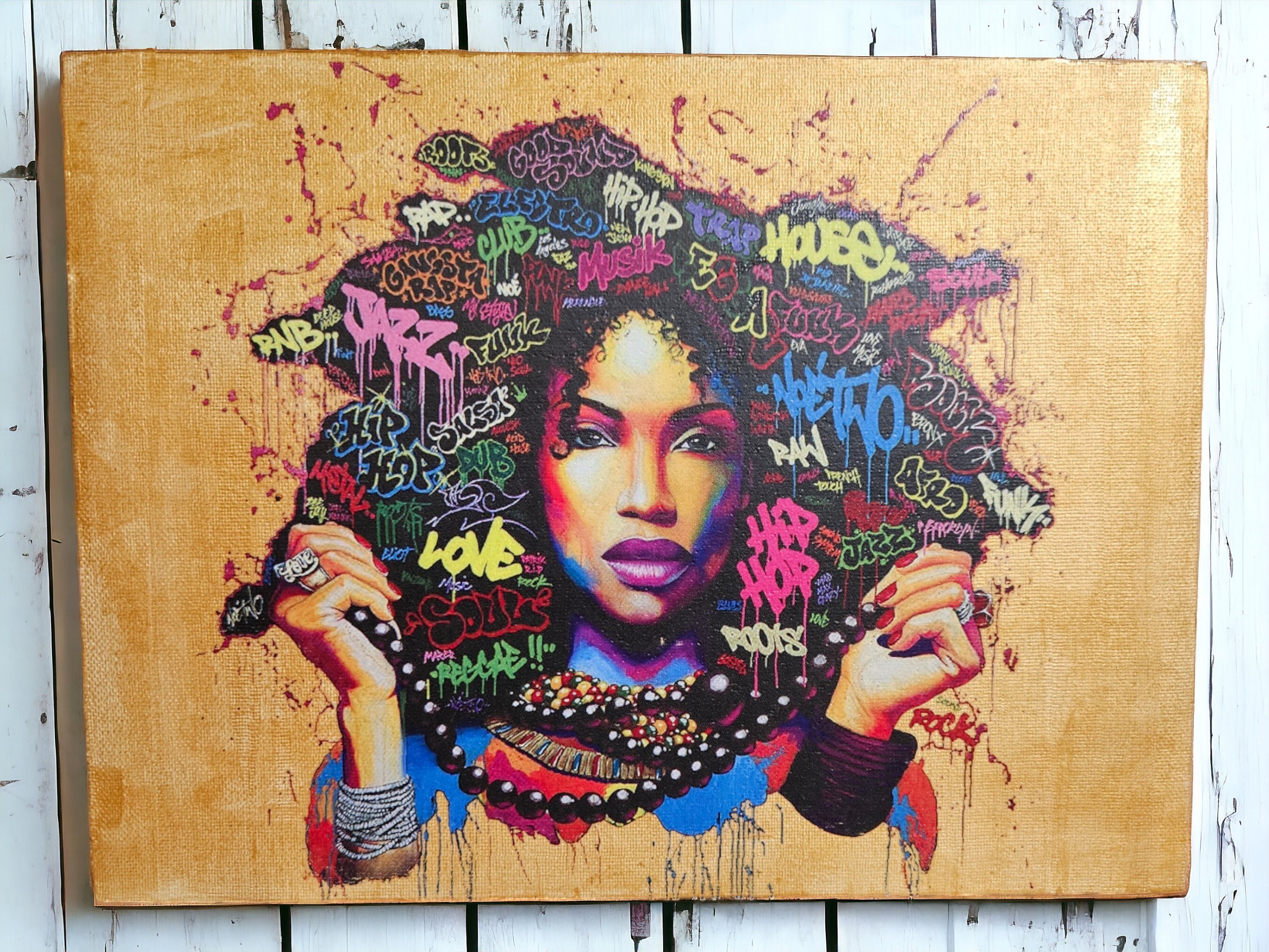 Afrocentric canvas Art,Graffiti Girl,Black Girl Magic, view 2
