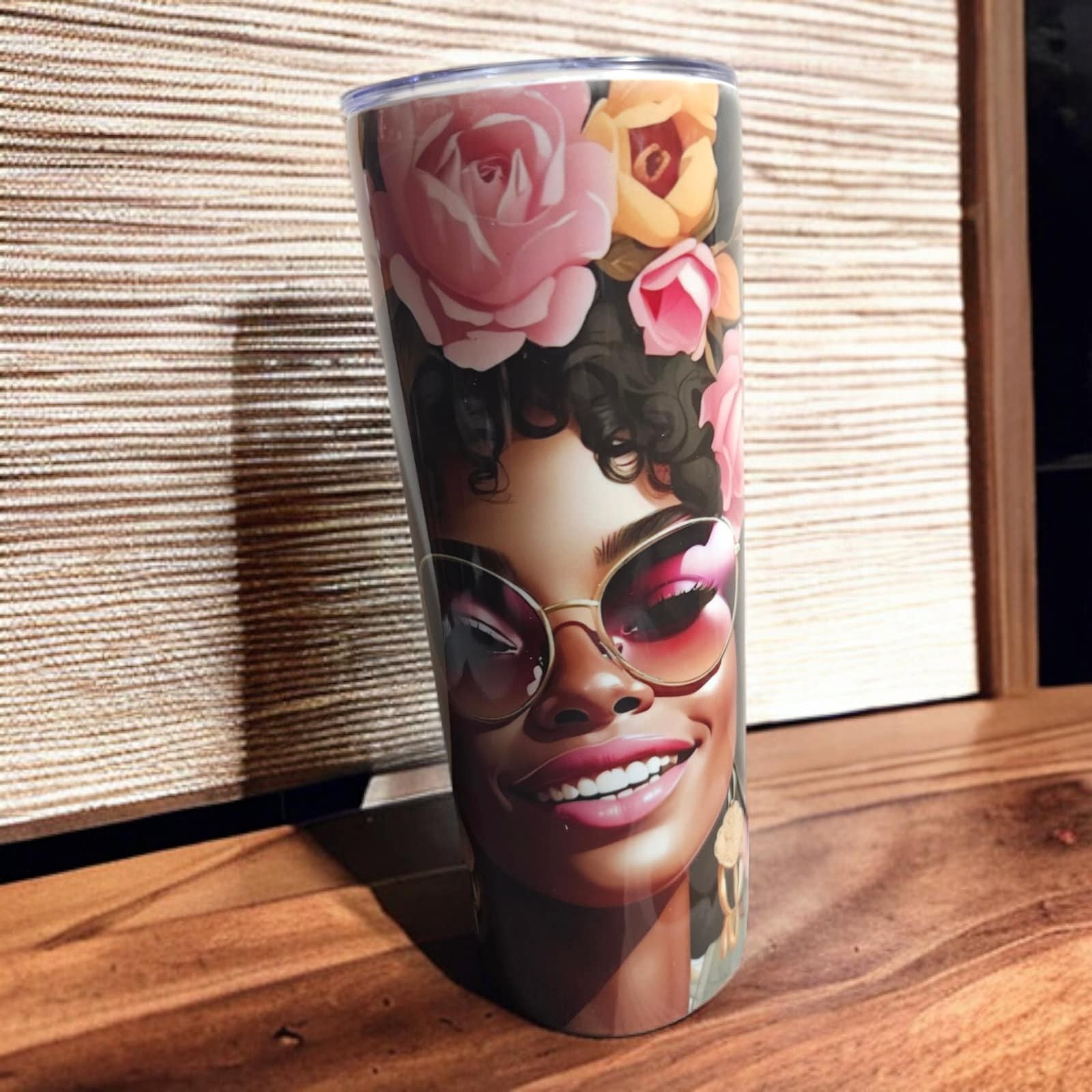 CHAIN Purse Floral Majesty Afrocentric Tumbler,Afrocentric Woman 20oz Tumbler view 3