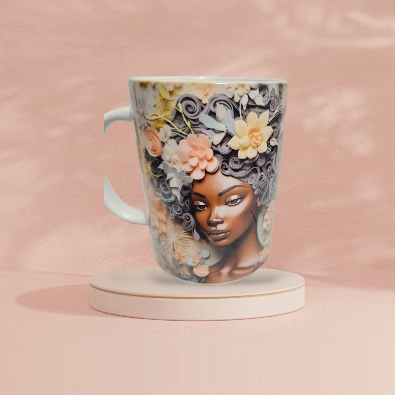 Sip in Style: 3D Afrocentric Elegance Mug - Elevate Your Coffee Experience!", Afro American Coffee Mug,Black Woman Boss view 3