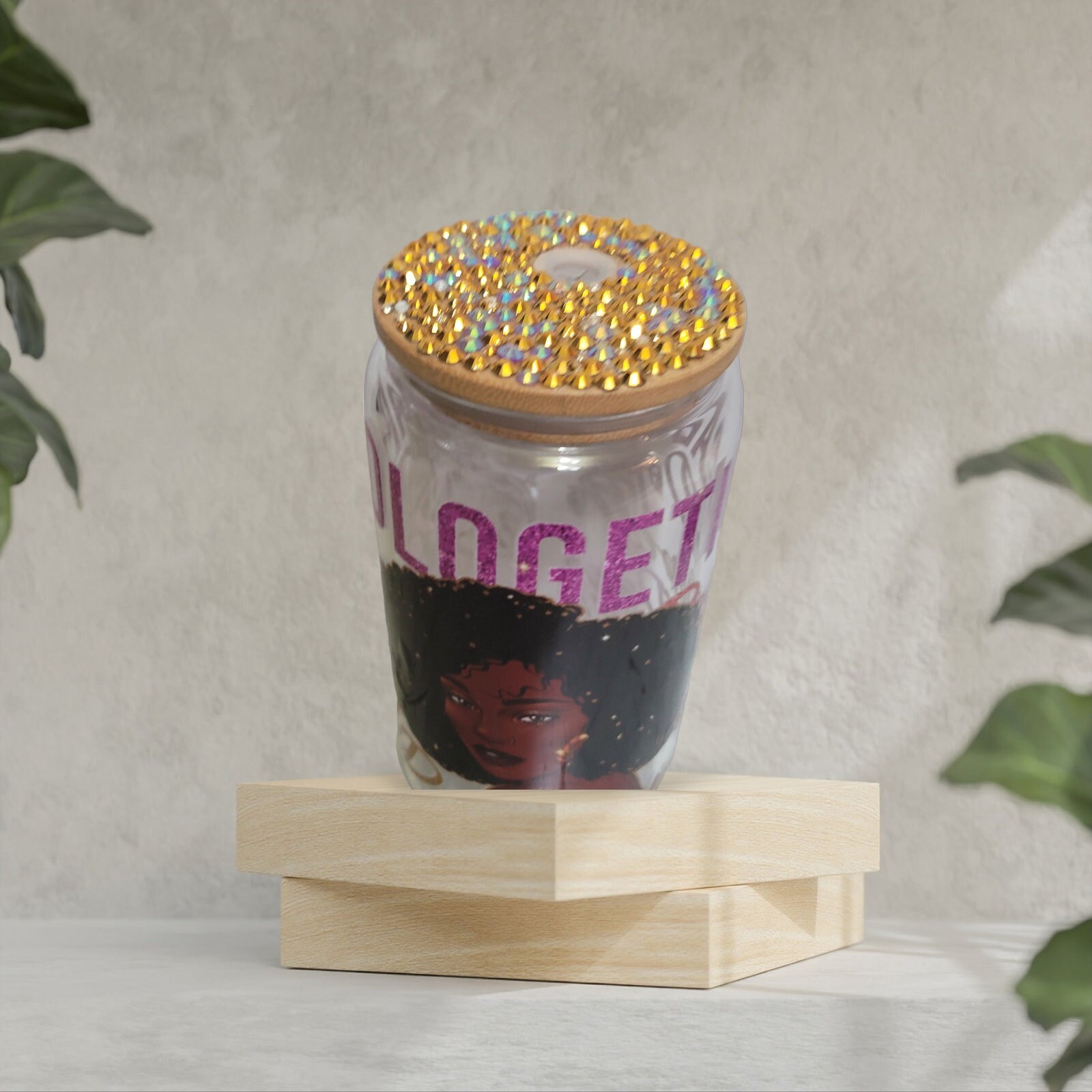 Unapologetically Dope,BeerCan,Glass,Ice Coffee Glass,Housewarming Gift, Afrocentric, Afro,bling view 5