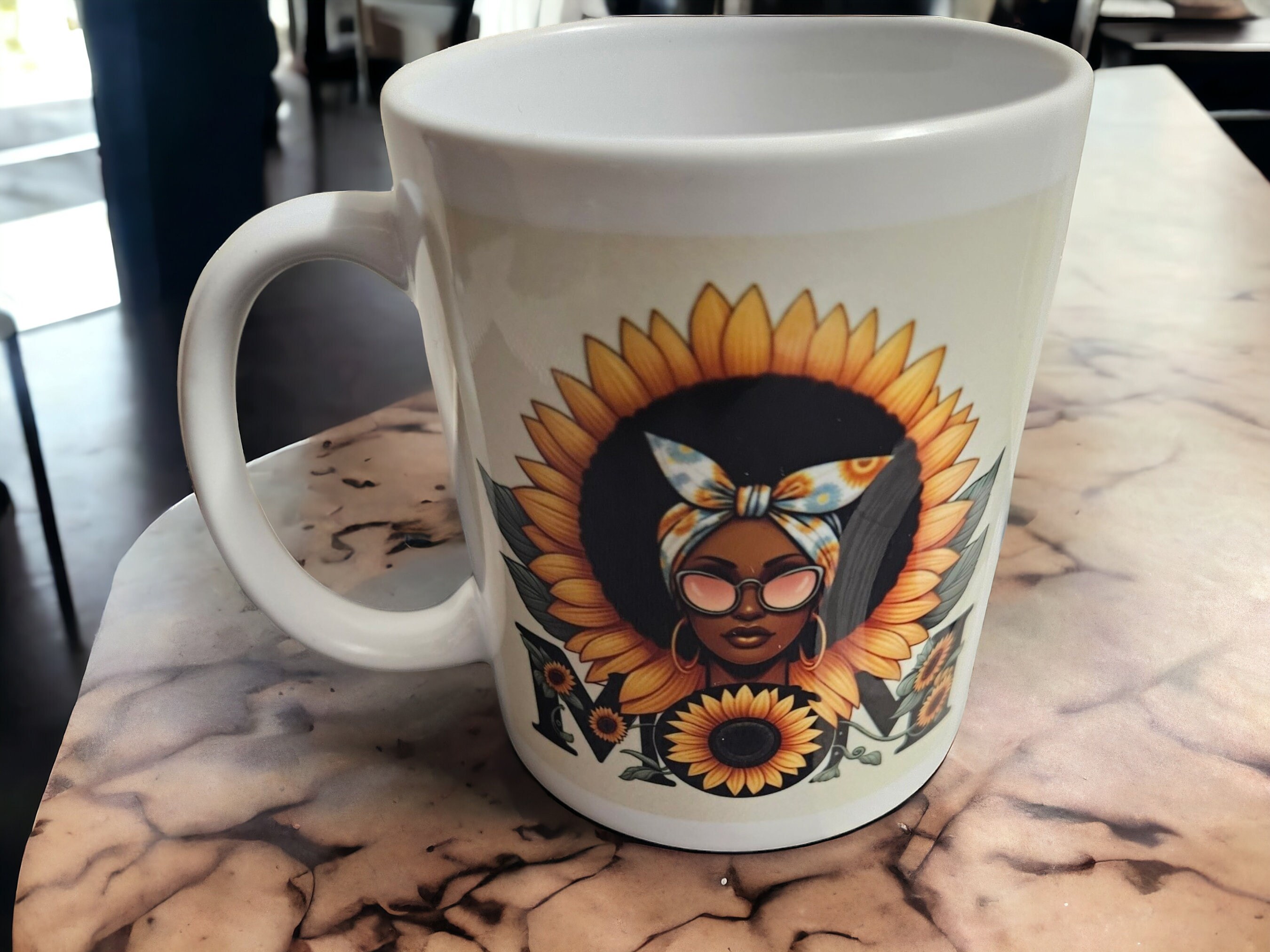 MOM Afrocentric Coffee Mug, Afro American Coffee Mug,Black Woman Boss
