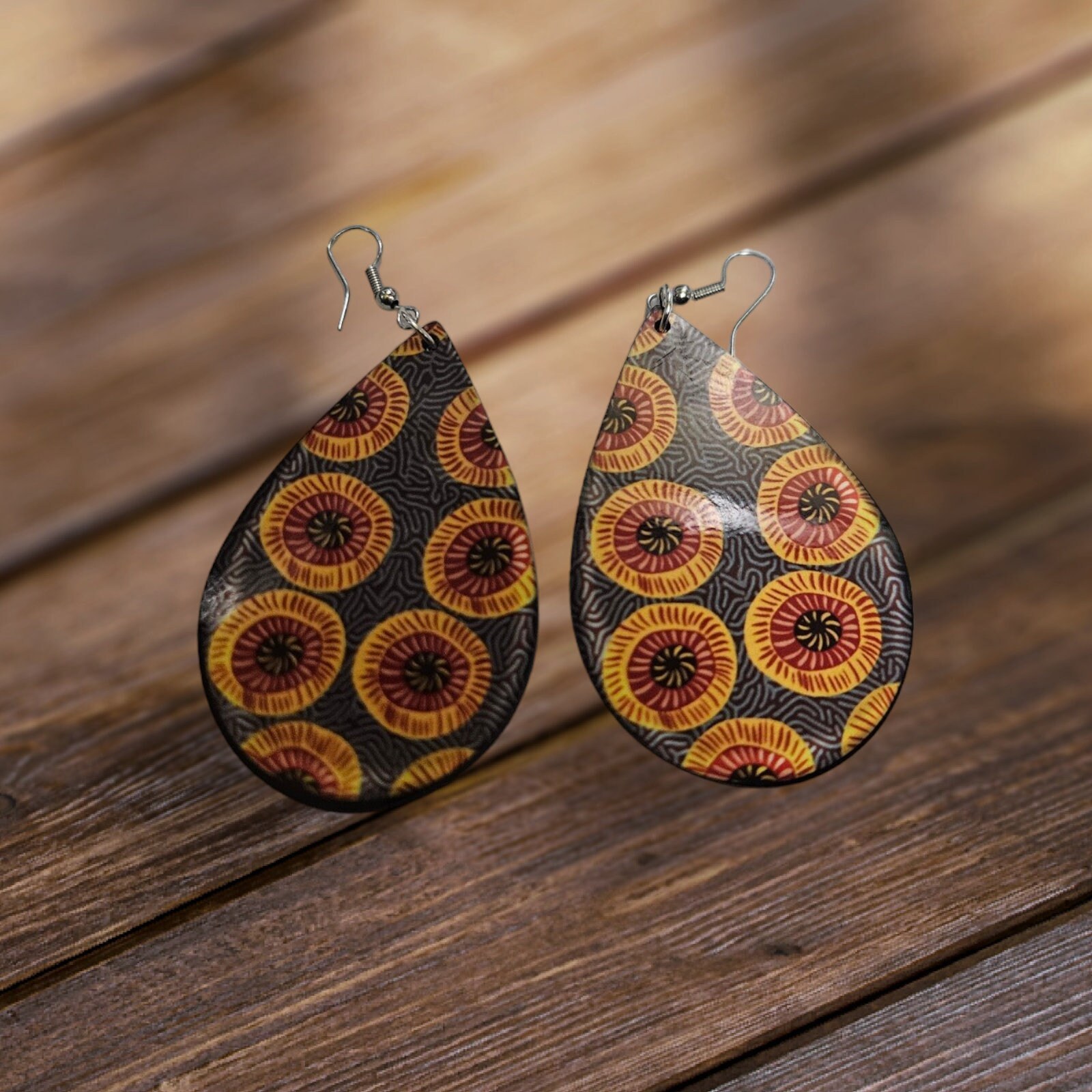 Afrocentric earrings, African prints Black Girl Magic,Teardrop Earrings view 2