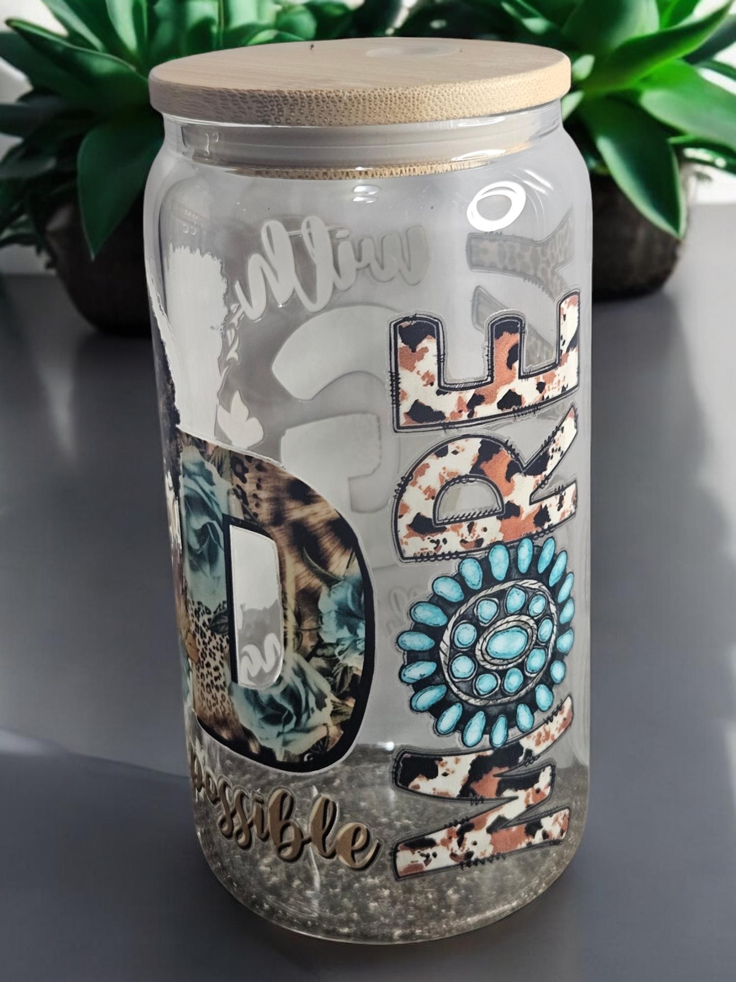 Act Like A Lady Think like A Boss,BeerCan,Glass,Ice Coffee Glass,Housewarming Gift, Afrocentric, Afro
