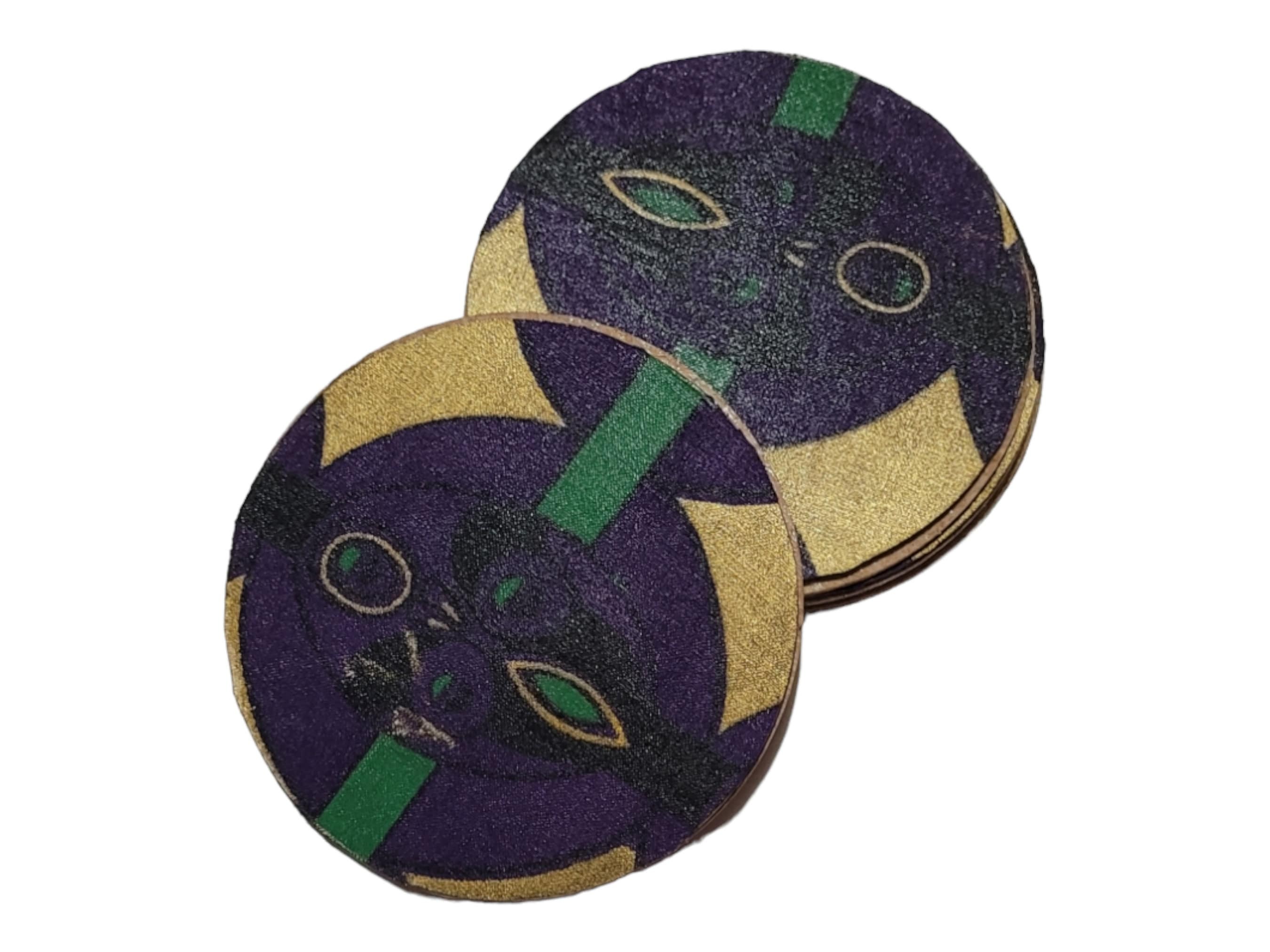 Afrocentric Fabric and Wood Coasters, Set Of four, Home Decor,Round African print coasters