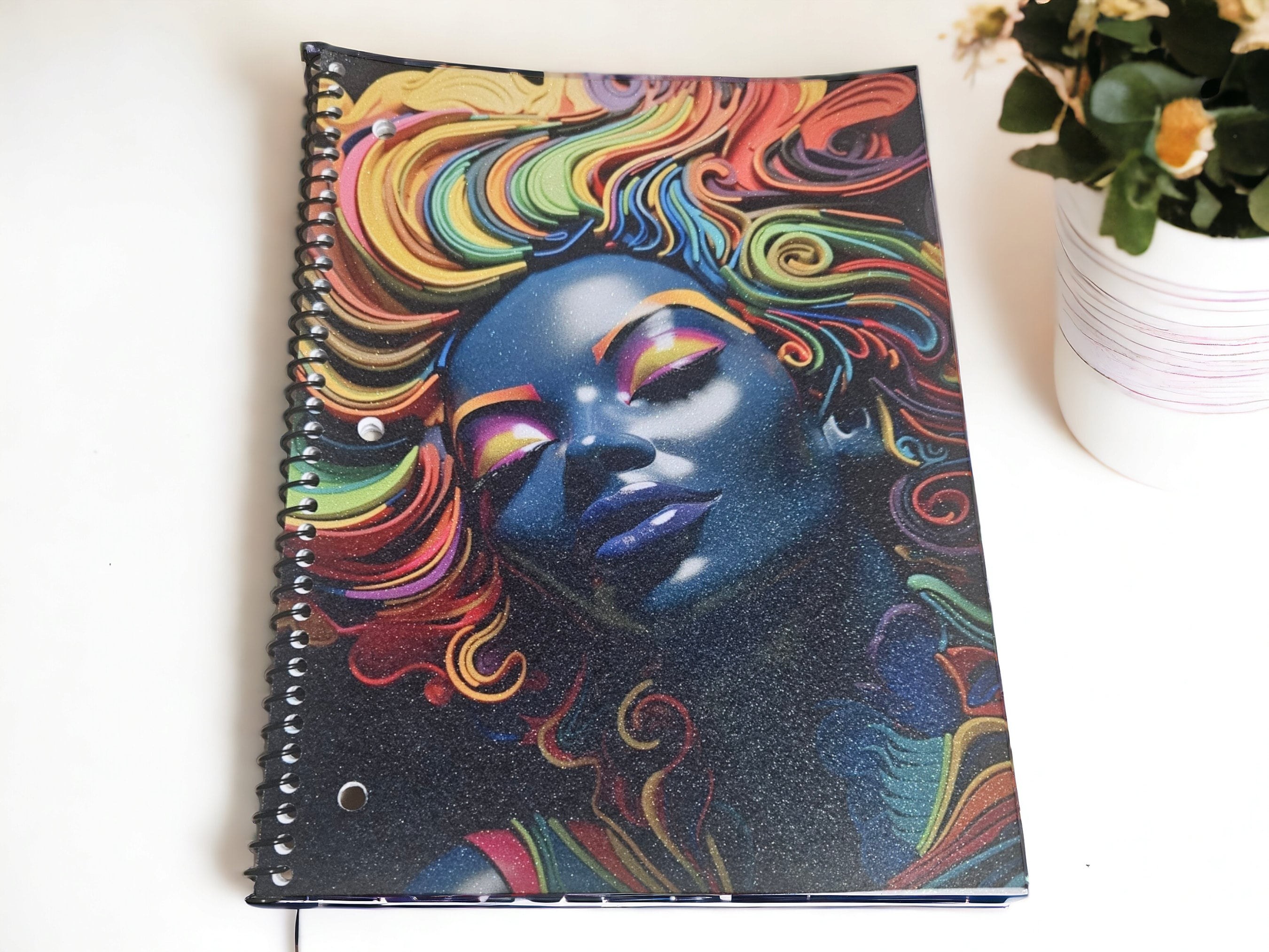 Afrocentric Glitter Cover Spiral Notebook:,Black Girl Magic