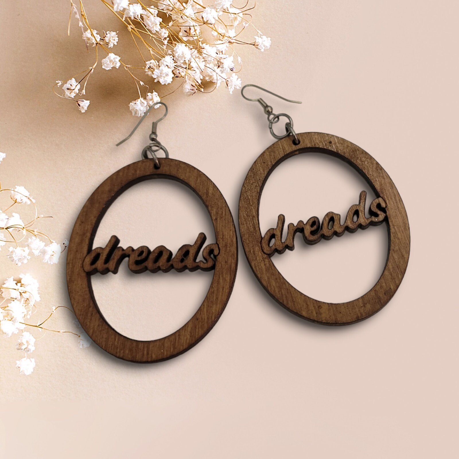DREADS Wood Earrings,Afrocentric Black Girl Magic Wood Earring Wood Queen Hoop Earrings, Hoop Earrings, Dangle Earrings, Ethnic Earrings, view 2