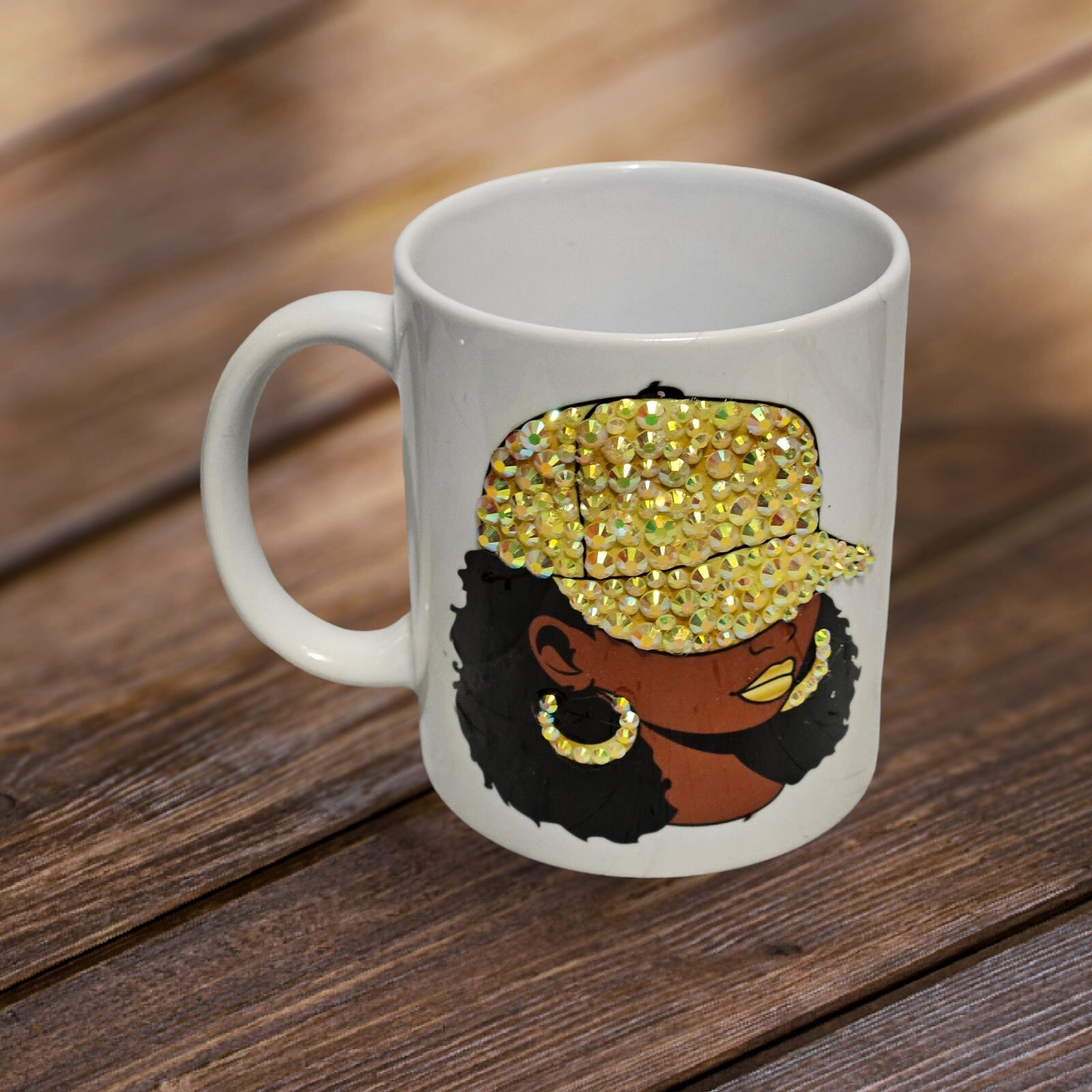 Black Girl Magic Coffee Mug, Melanin Ceramic Mug, Afrocentric Gift for Her, Black Woman Birthday Gift, Handmade Black Queen Mug view 2