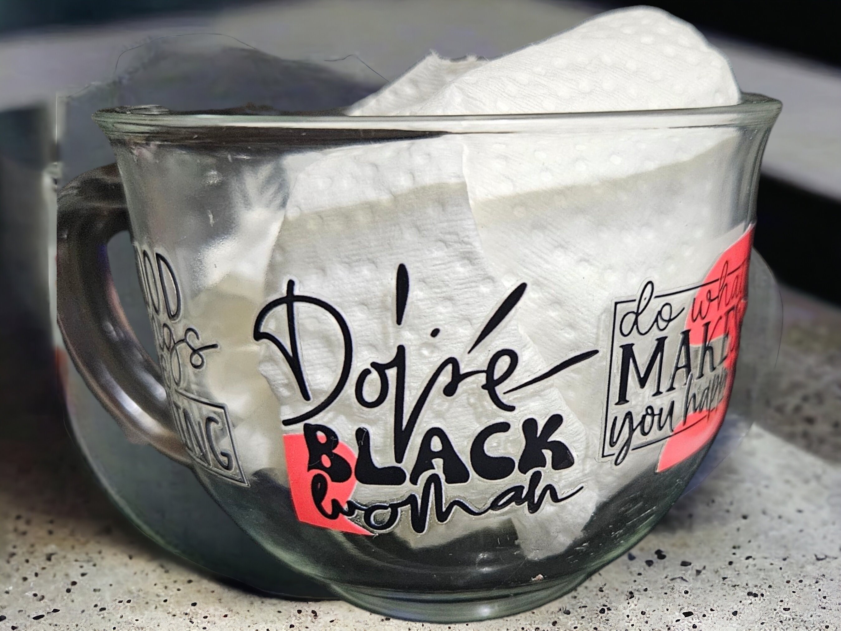 Affimation Afrocentric Glass Coffee Cup,Black Girl Magic,Glass Coffee mug view 2